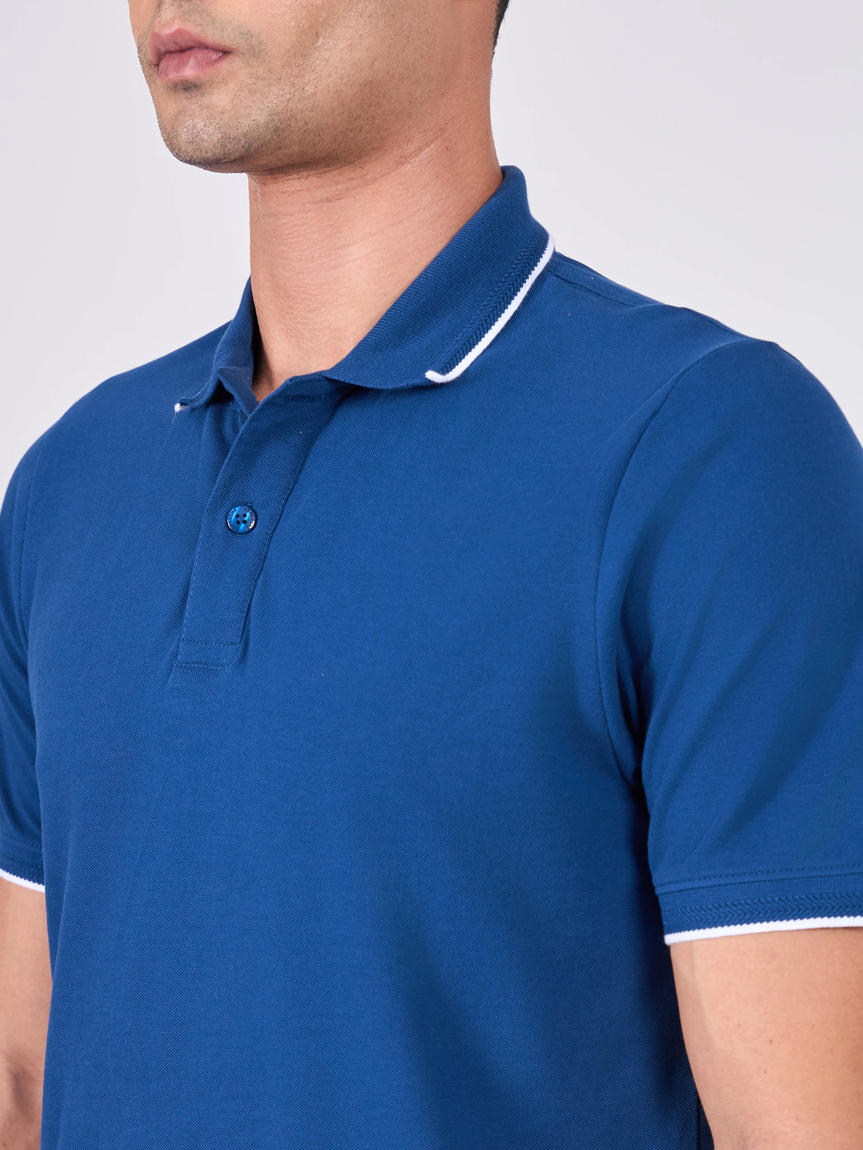 Orwell - Polo T-Shirt with Contrast Tipping -  Classic Navy - Image 4