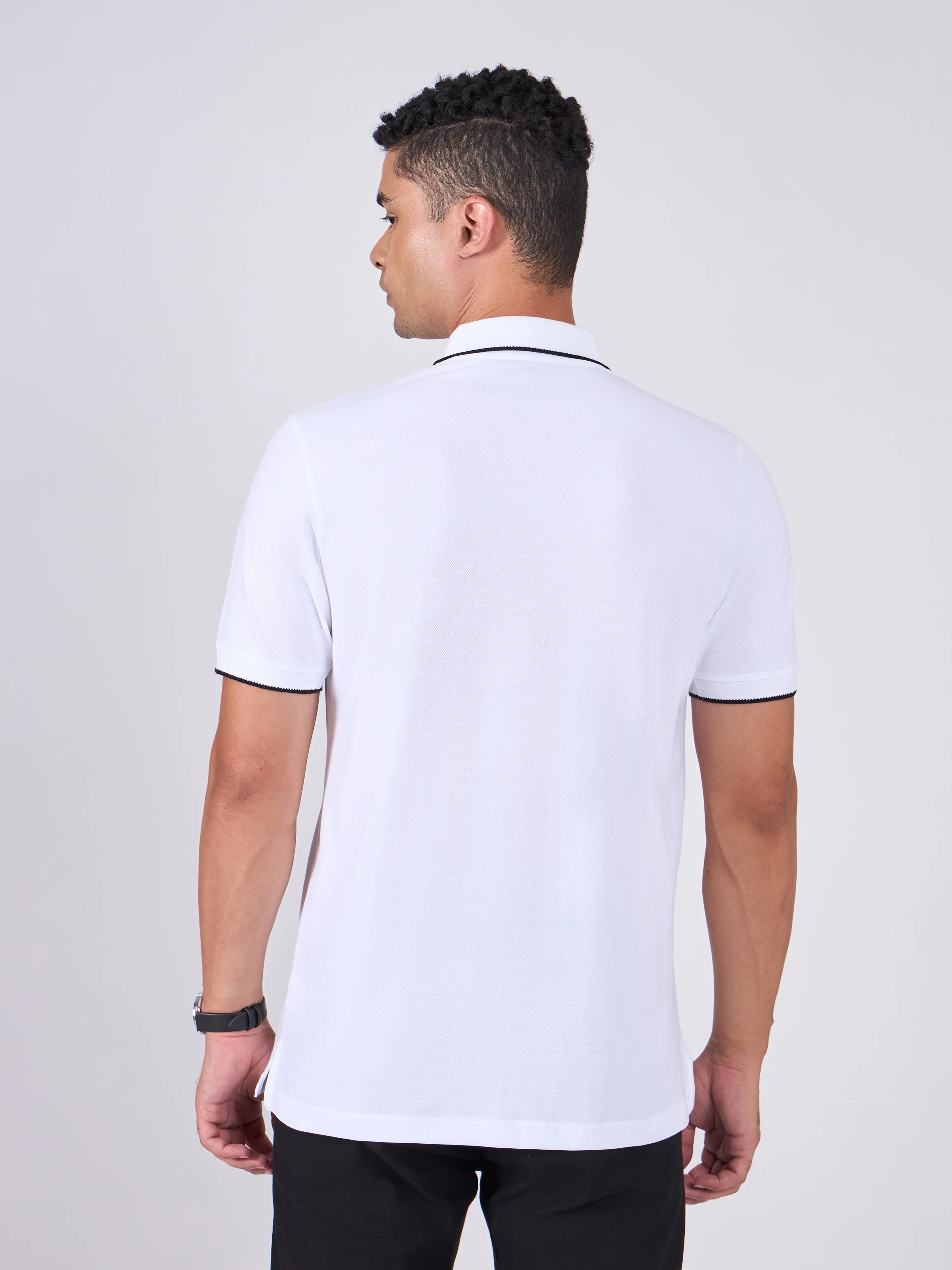 Orwell - Polo T-Shirt with Contrast Tipping - White - Image 6