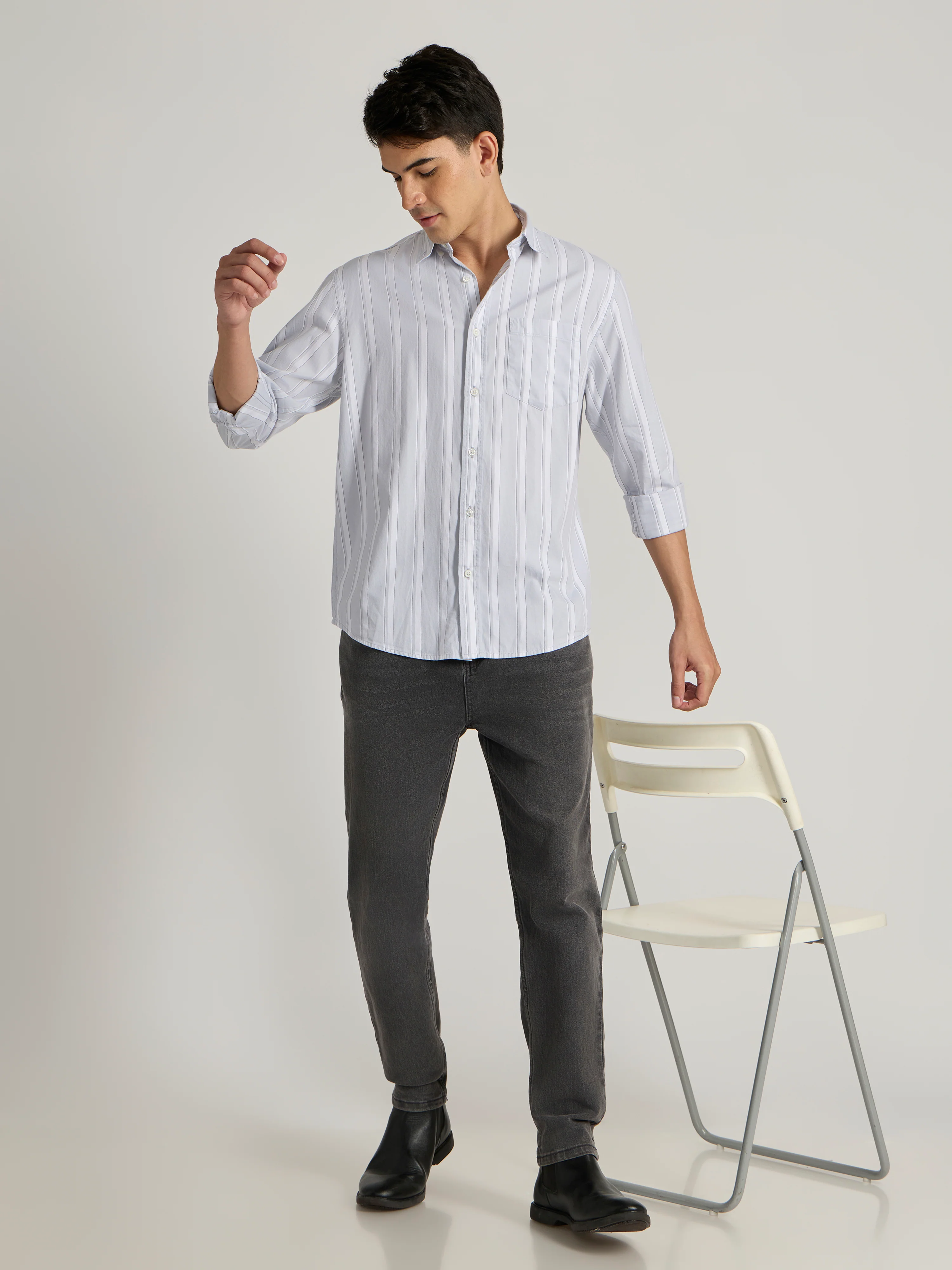 Paulson - Striped Shirt - Grey - Image 3