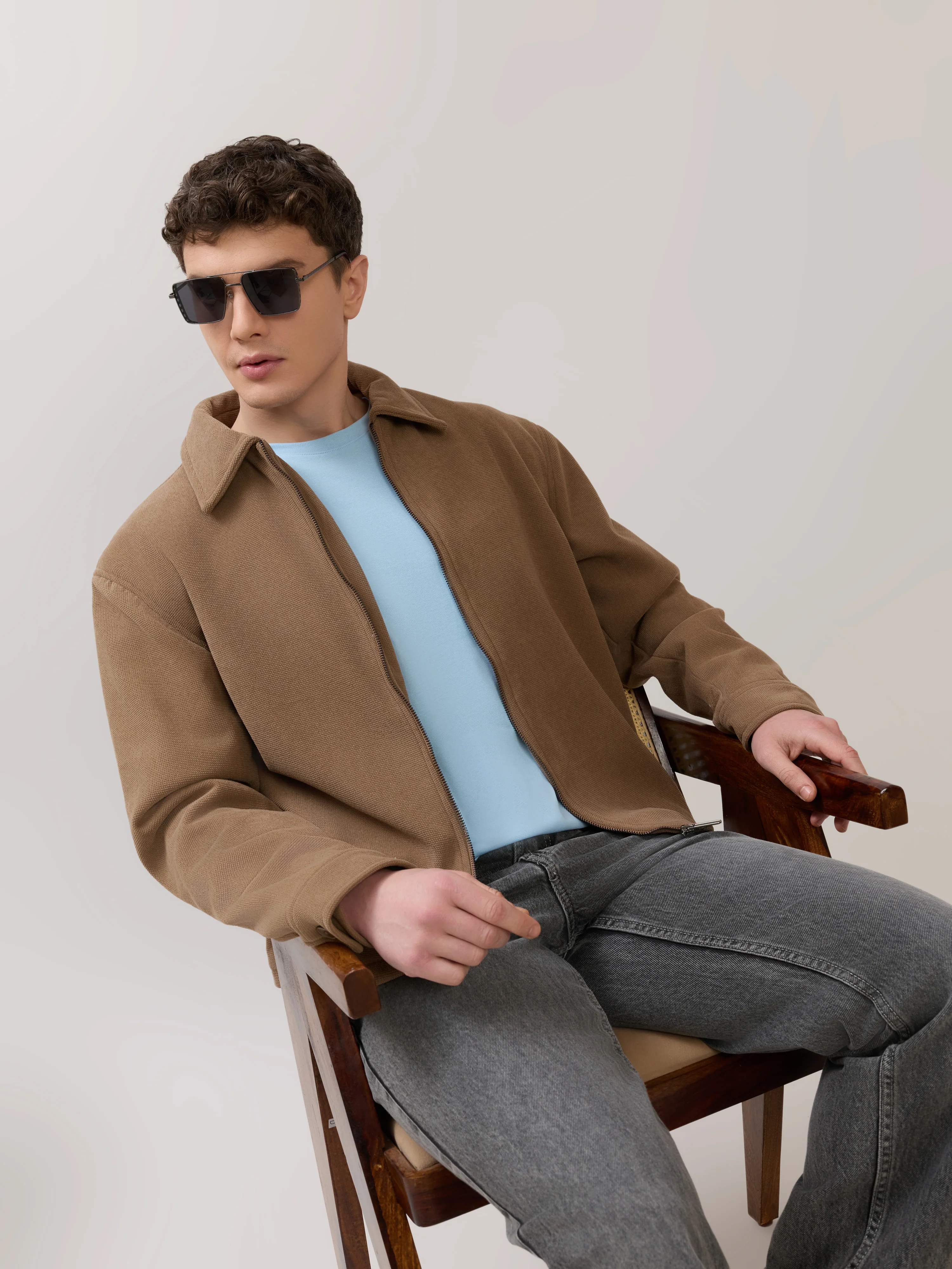 Petal - Relaxed Zip Jacket - Brown