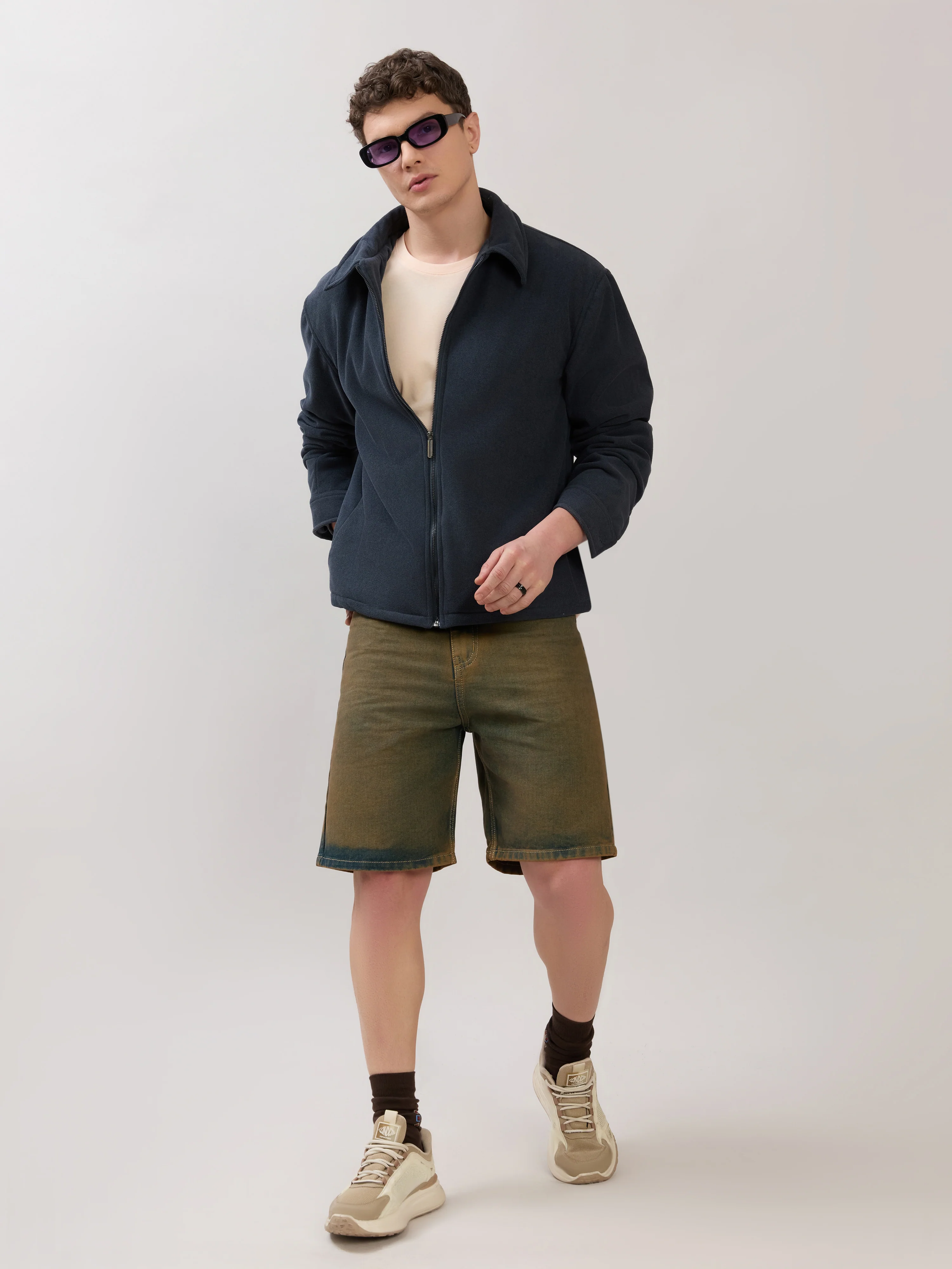 Petal - Relaxed Zip Jacket - Navy Blue