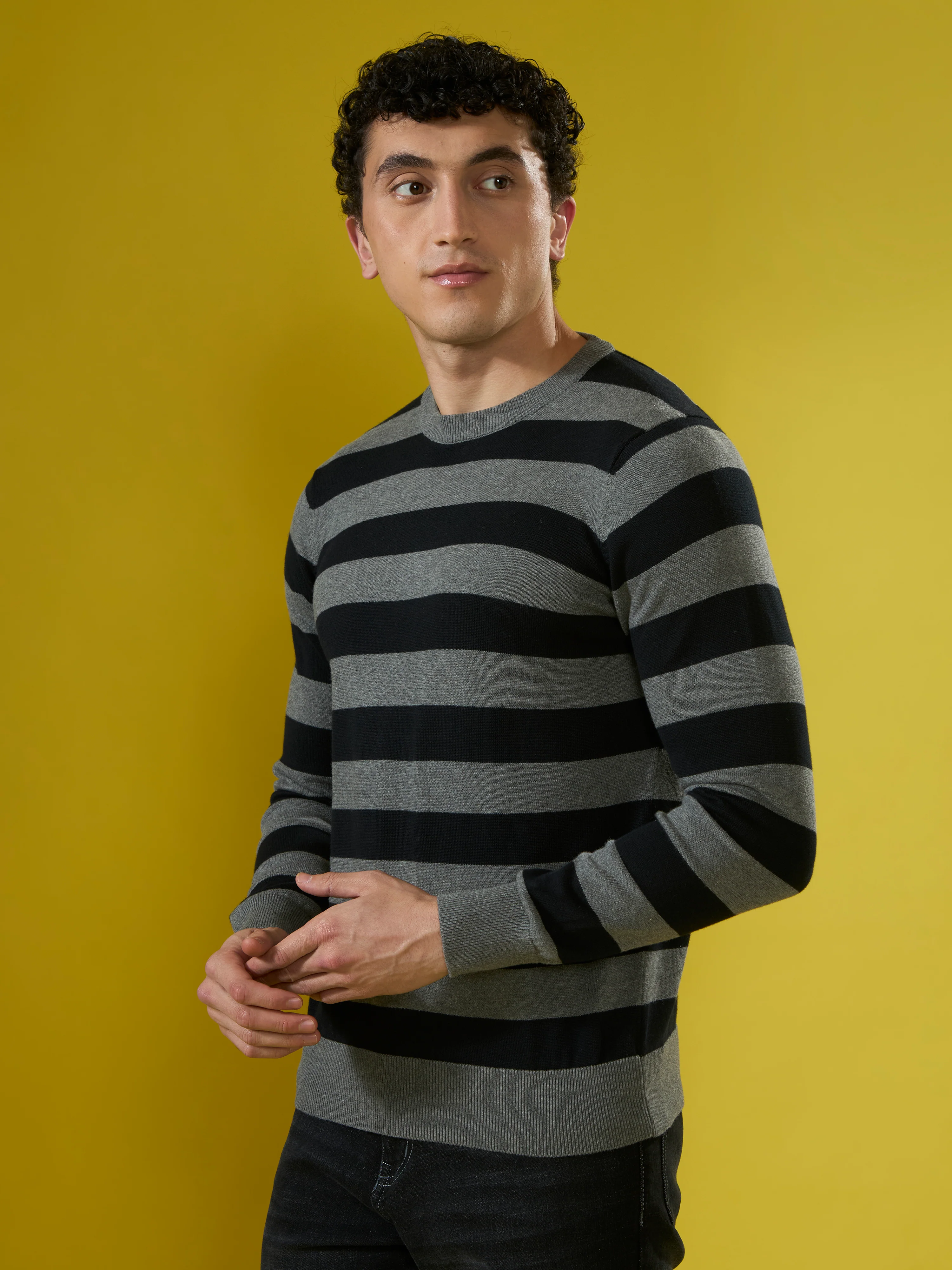 Piers - Striped Sweater Tee- Black - Image 6