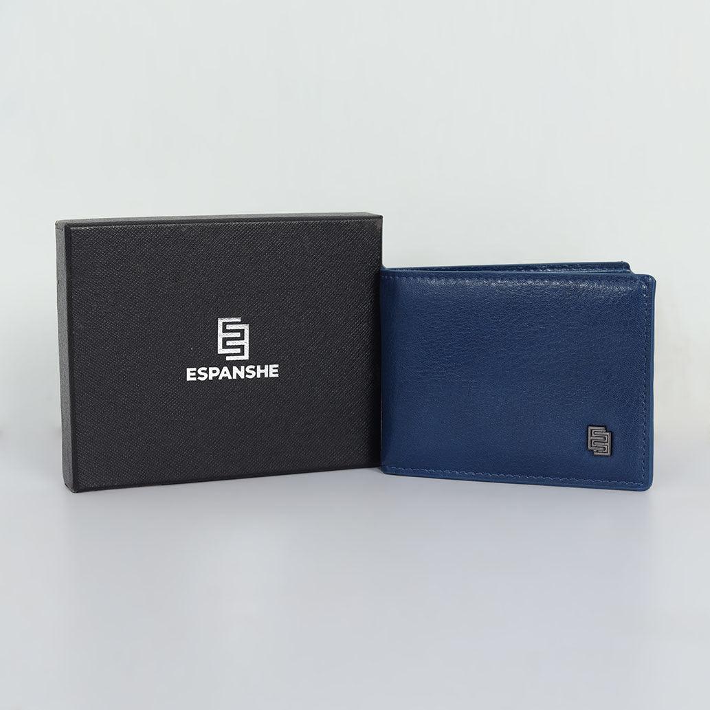 Two Folding Genuine Leather Money Clip Card Holder Wallet - Agate Blue - Image 5