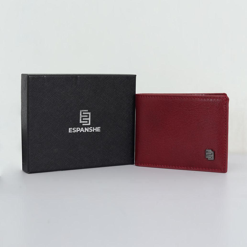 Two Folding Genuine Leather Money Clip Card Holder Wallet - Red - Image 4