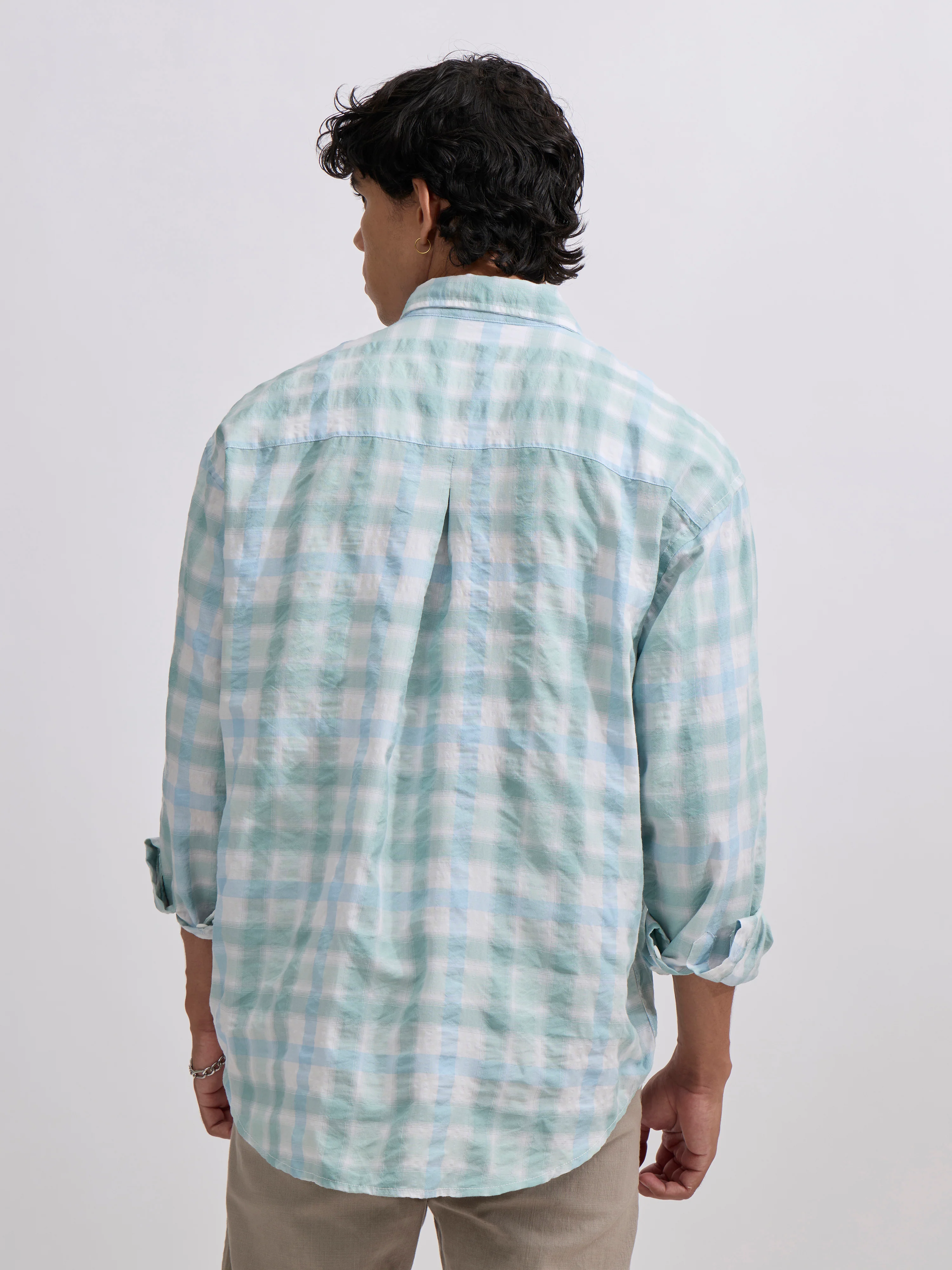 Pulse Tee - Checks Shirt - Mint Blue - Image 6