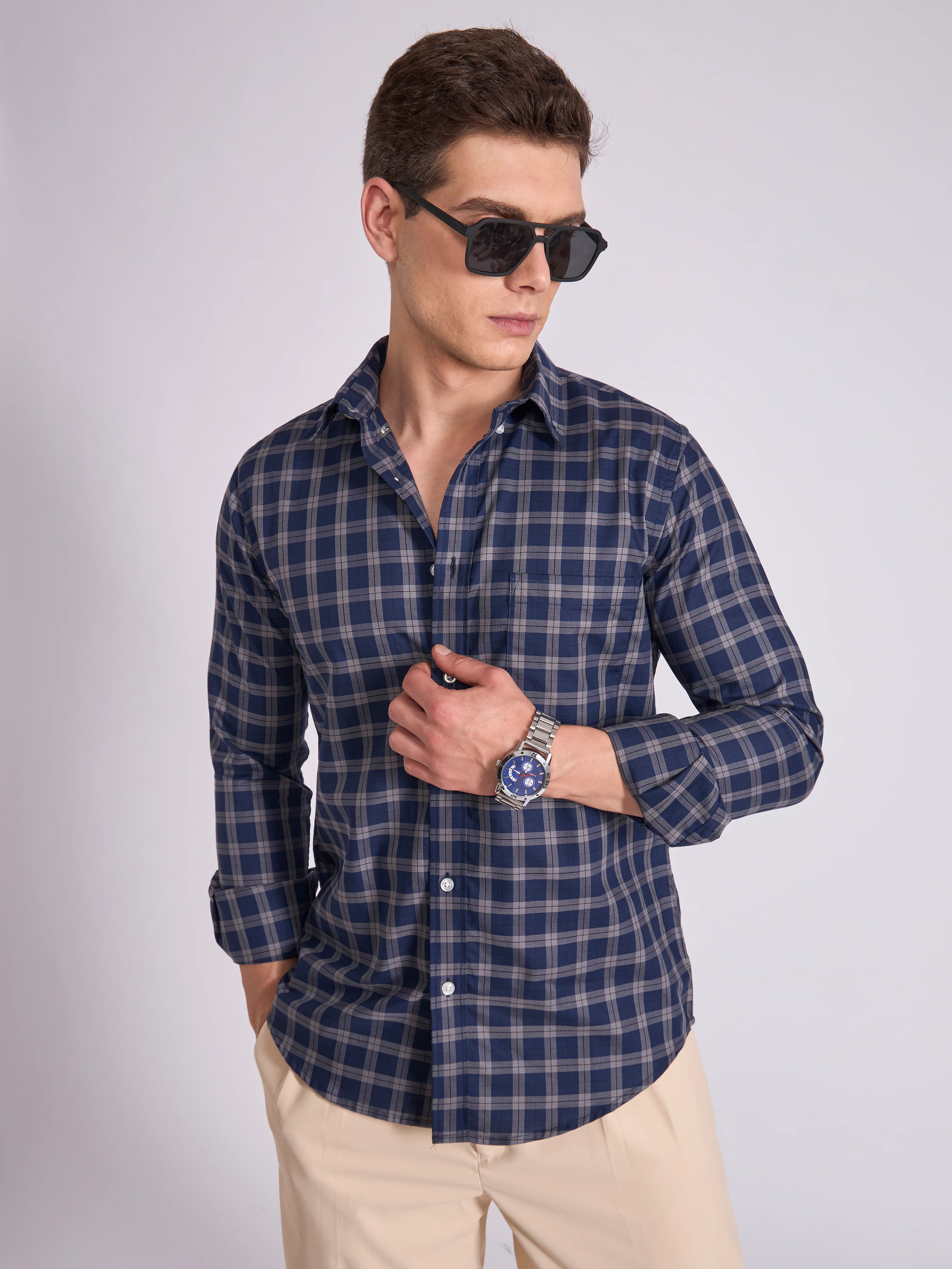 Quint - Check Shirt - Midnight Blue