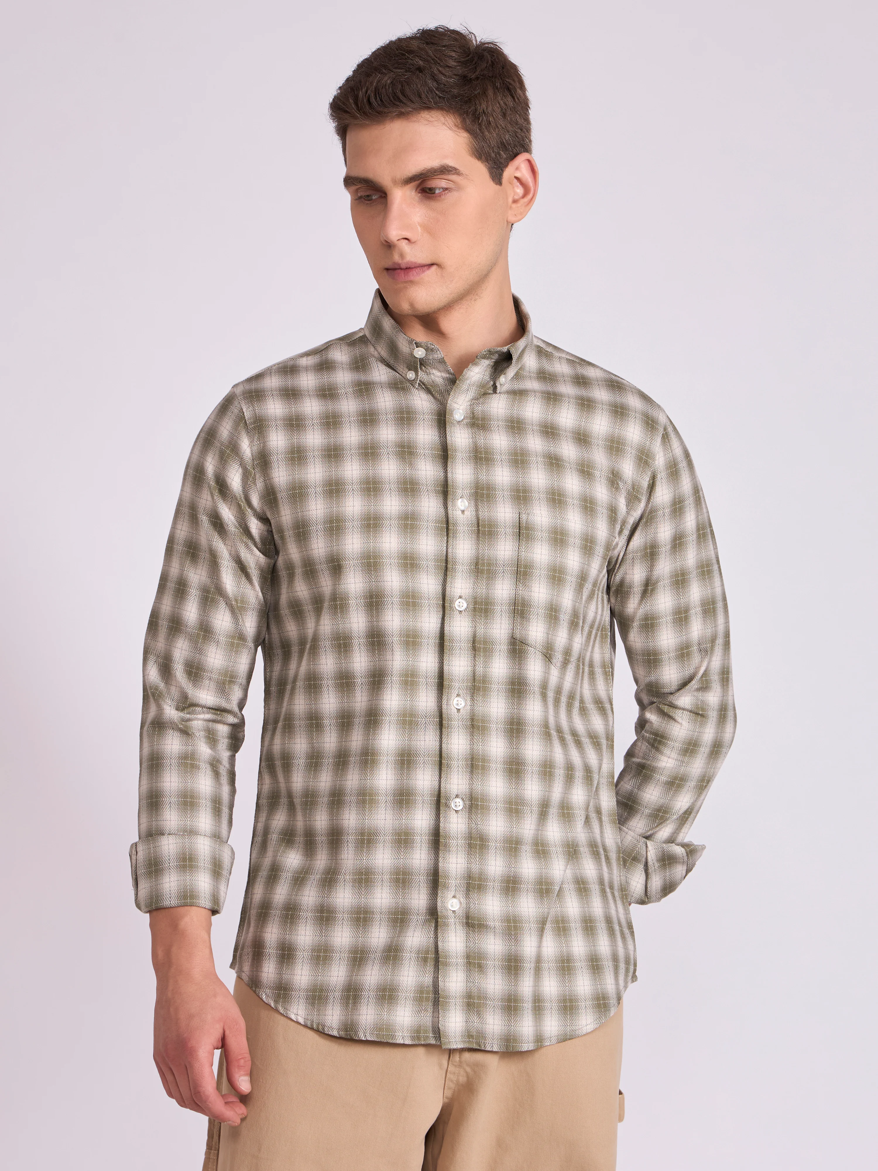 Quint - Check Shirt - Olive Green - Image 4