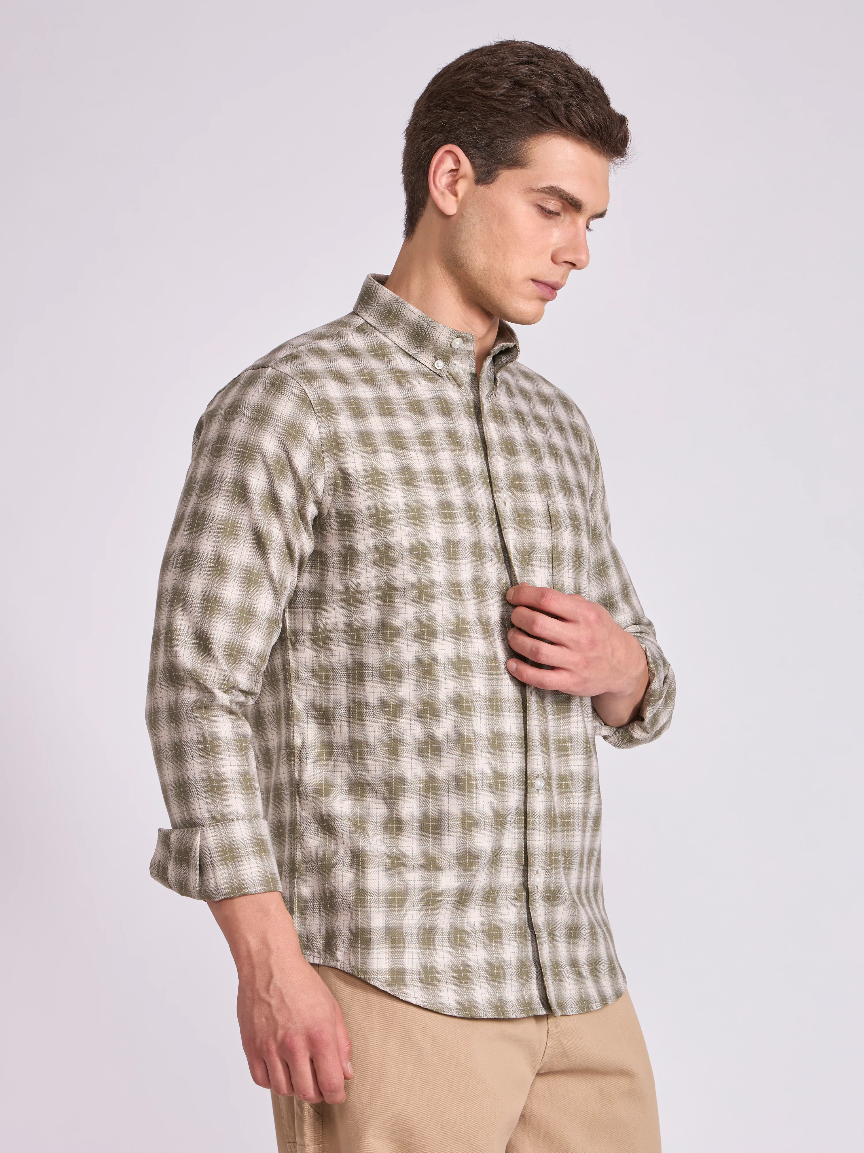 Quint - Check Shirt - Olive Green - Image 5
