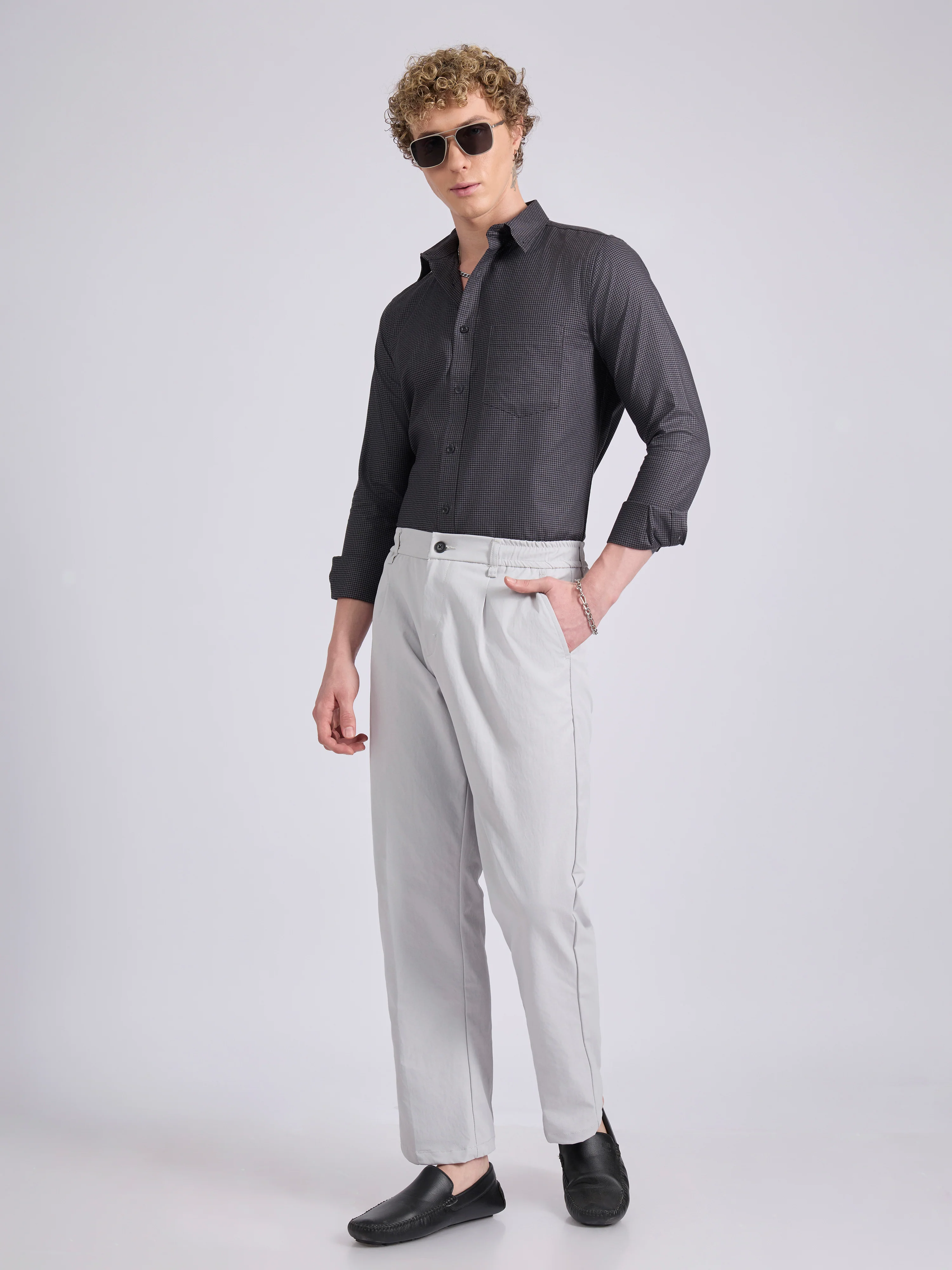 Quint - Micro Houndstooth Shirt - Dark Heather Grey - Image 2