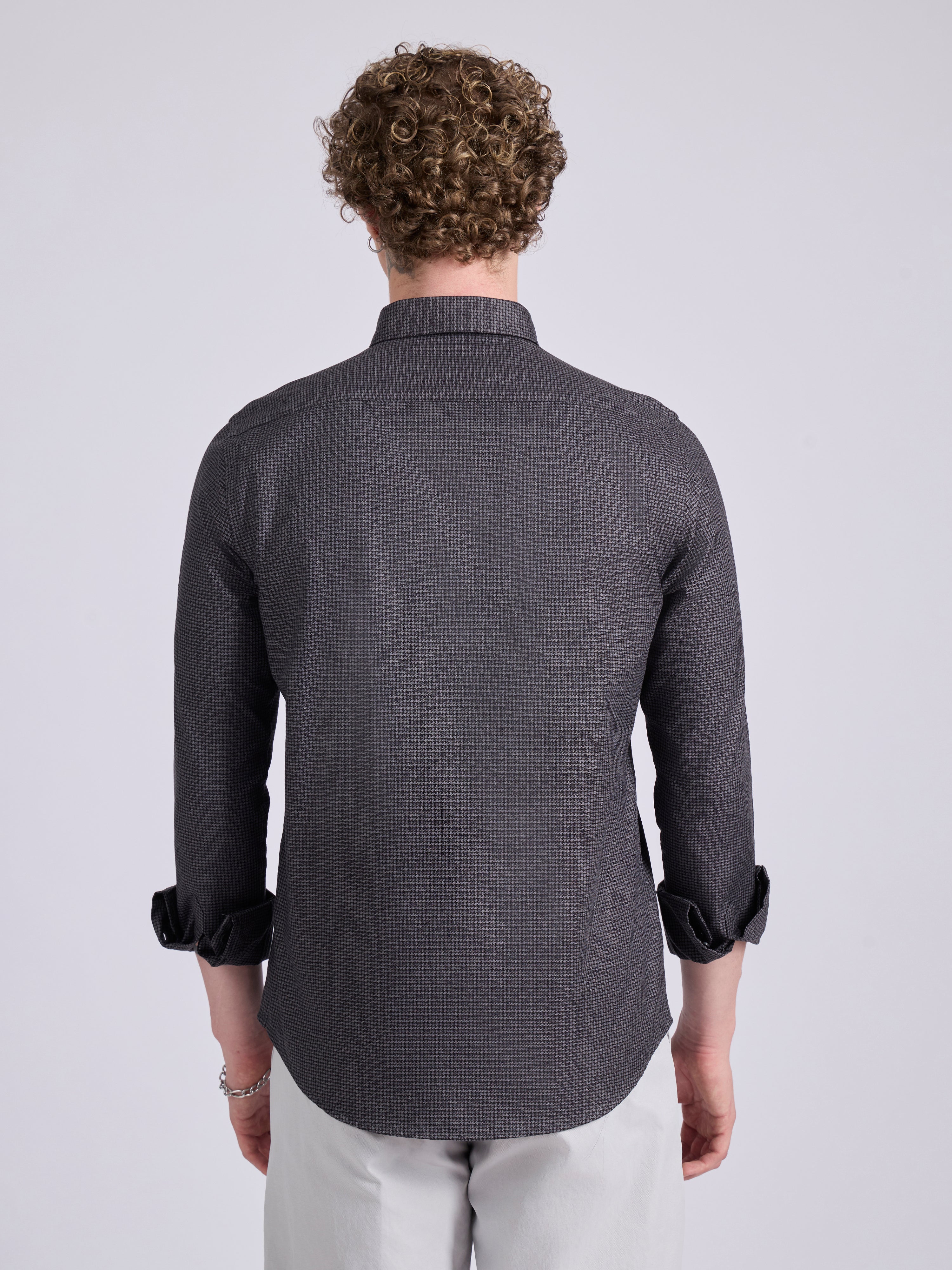 Quint - Micro Houndstooth Shirt - Dark Heather Grey - Image 6