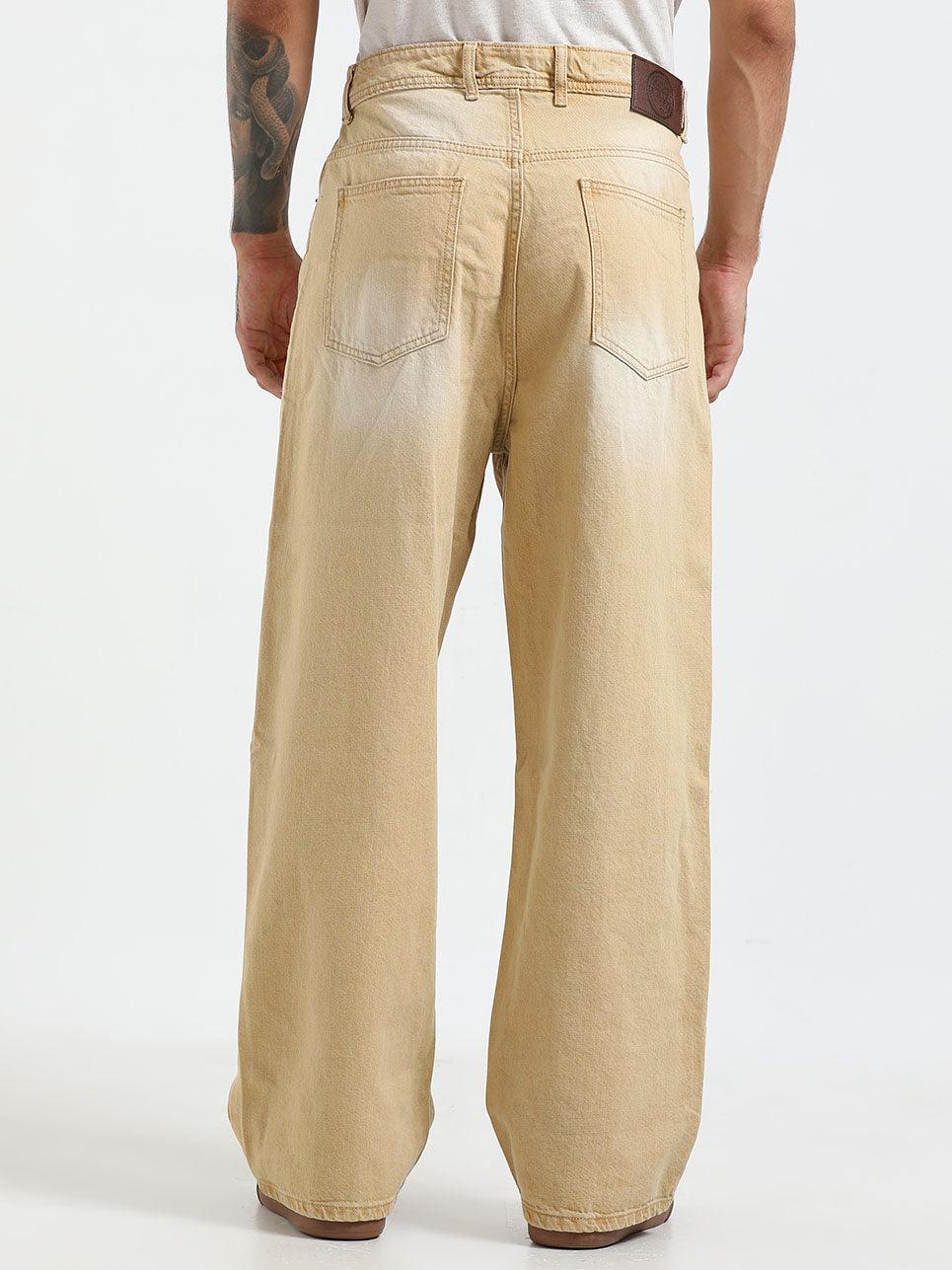 Rattled Loose Fit Jeans - Sand Brown - Image 4