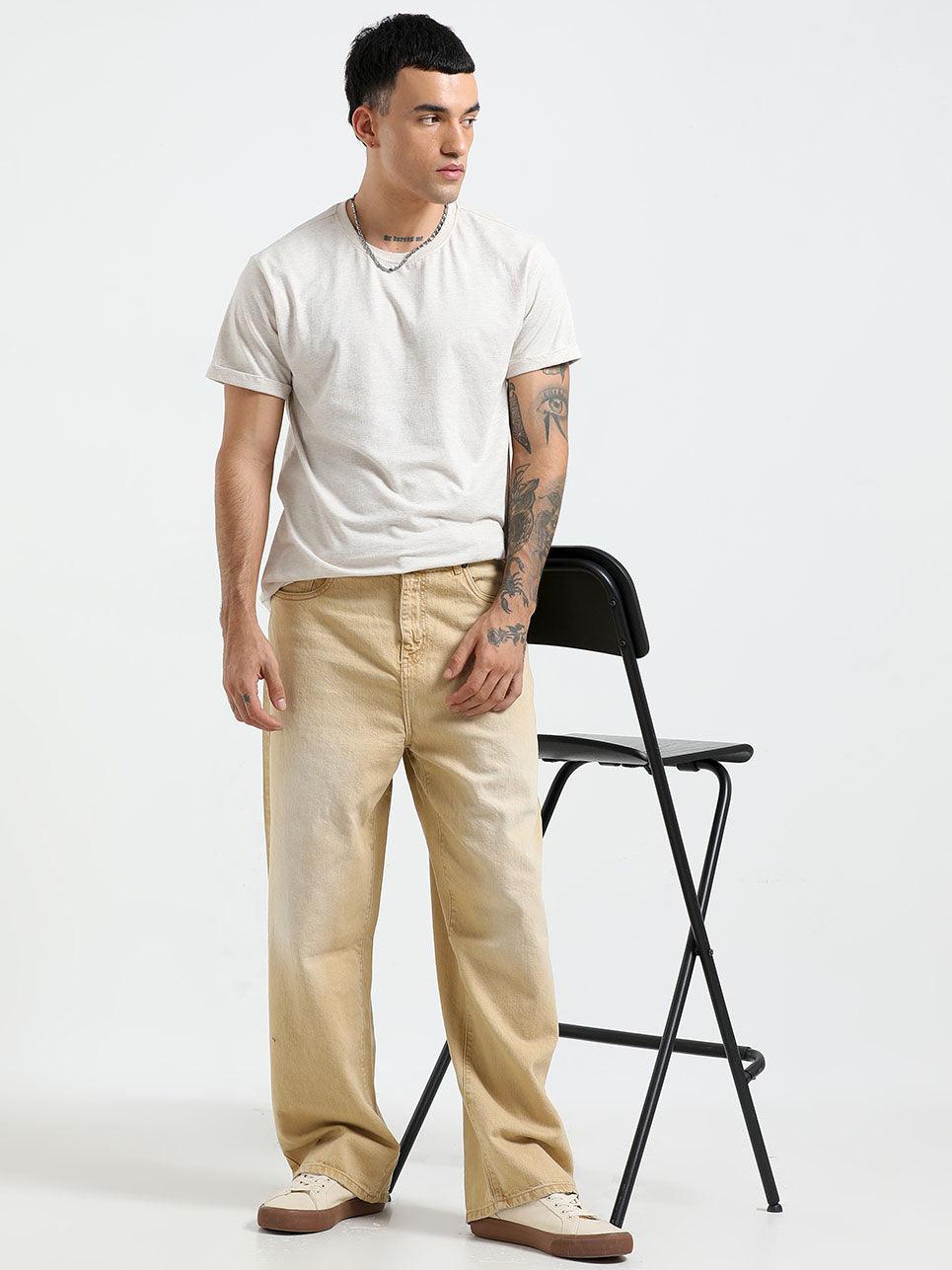 Rattled Loose Fit Jeans - Sand Brown - Image 7