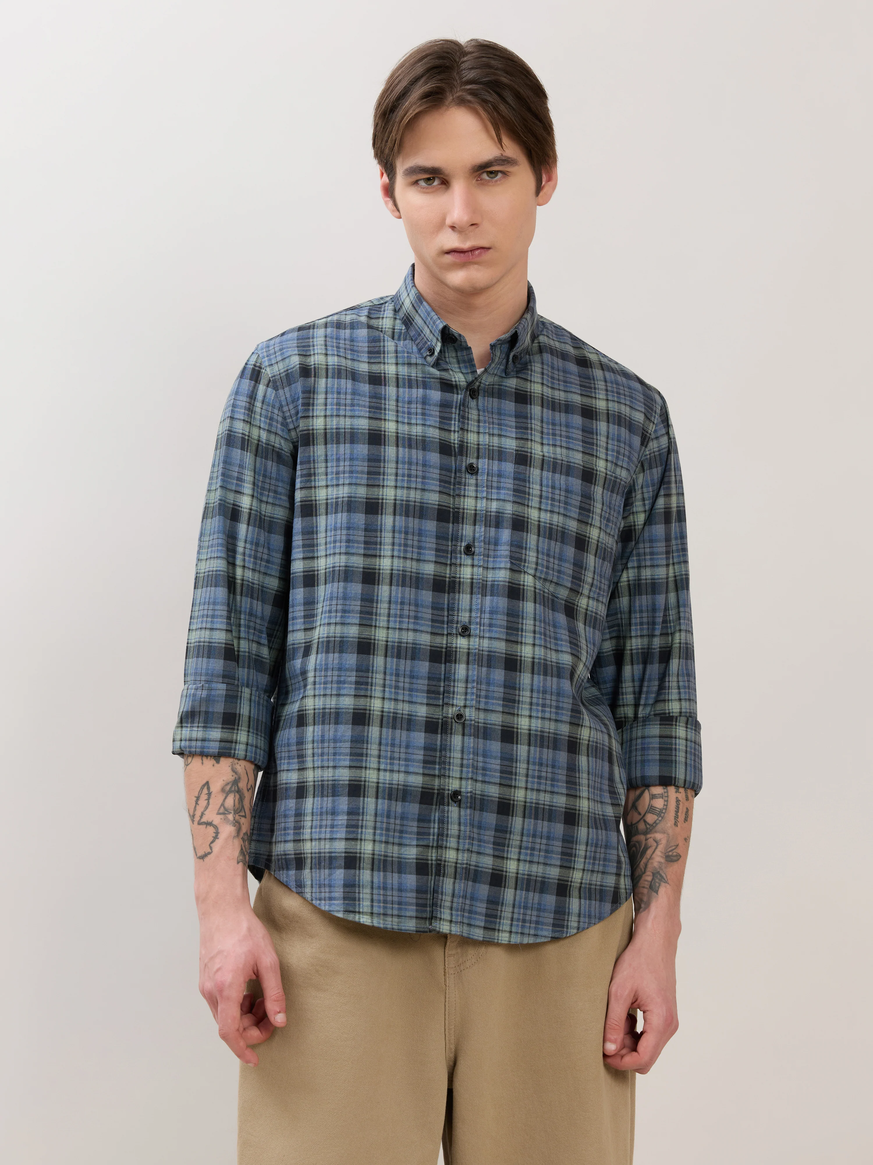 Sanana - Melange Checks Shirt - Blue - Image 2