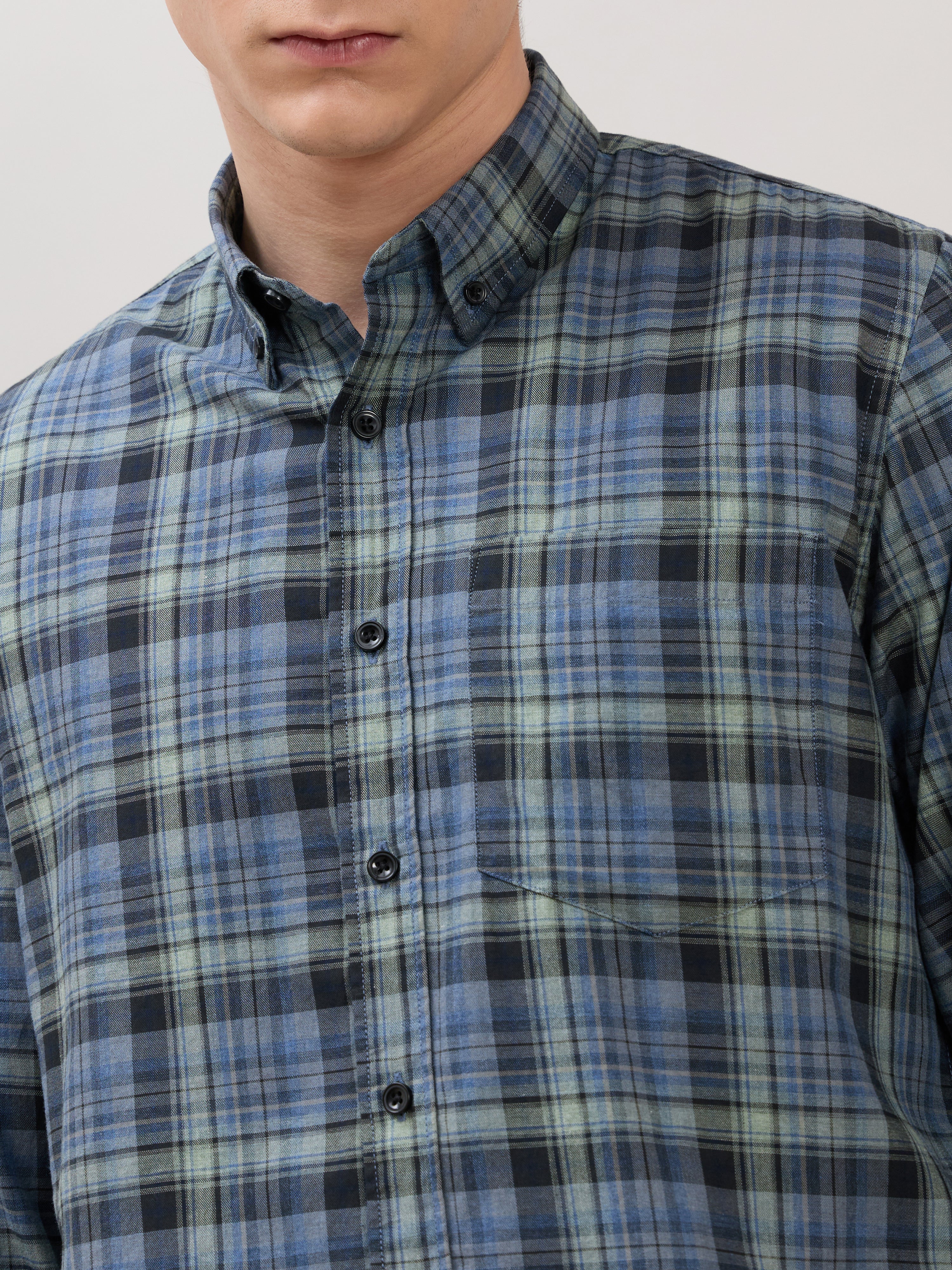 Sanana - Melange Checks Shirt - Blue - Image 3