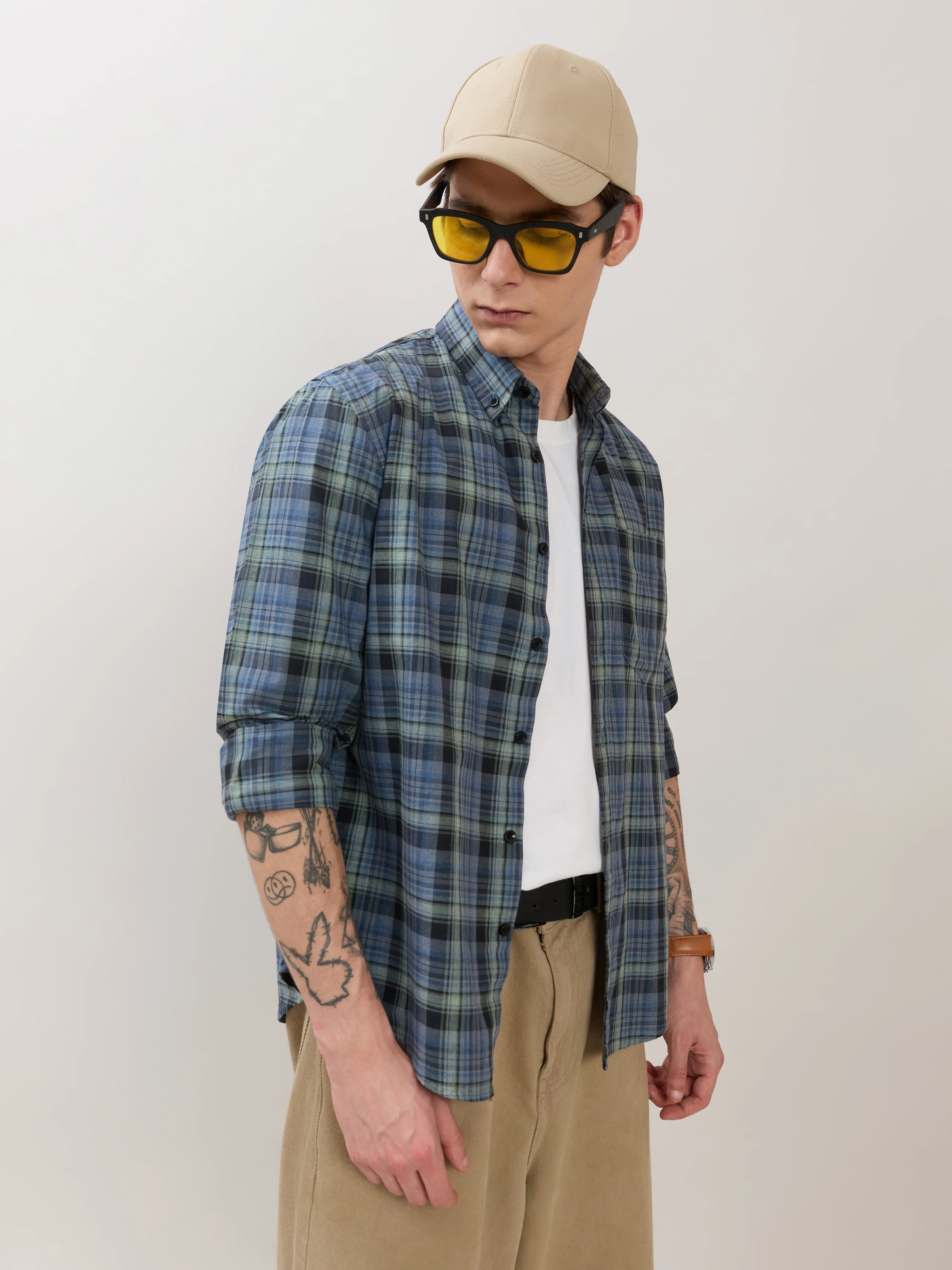 Sanana - Melange Checks Shirt - Blue - Image 5