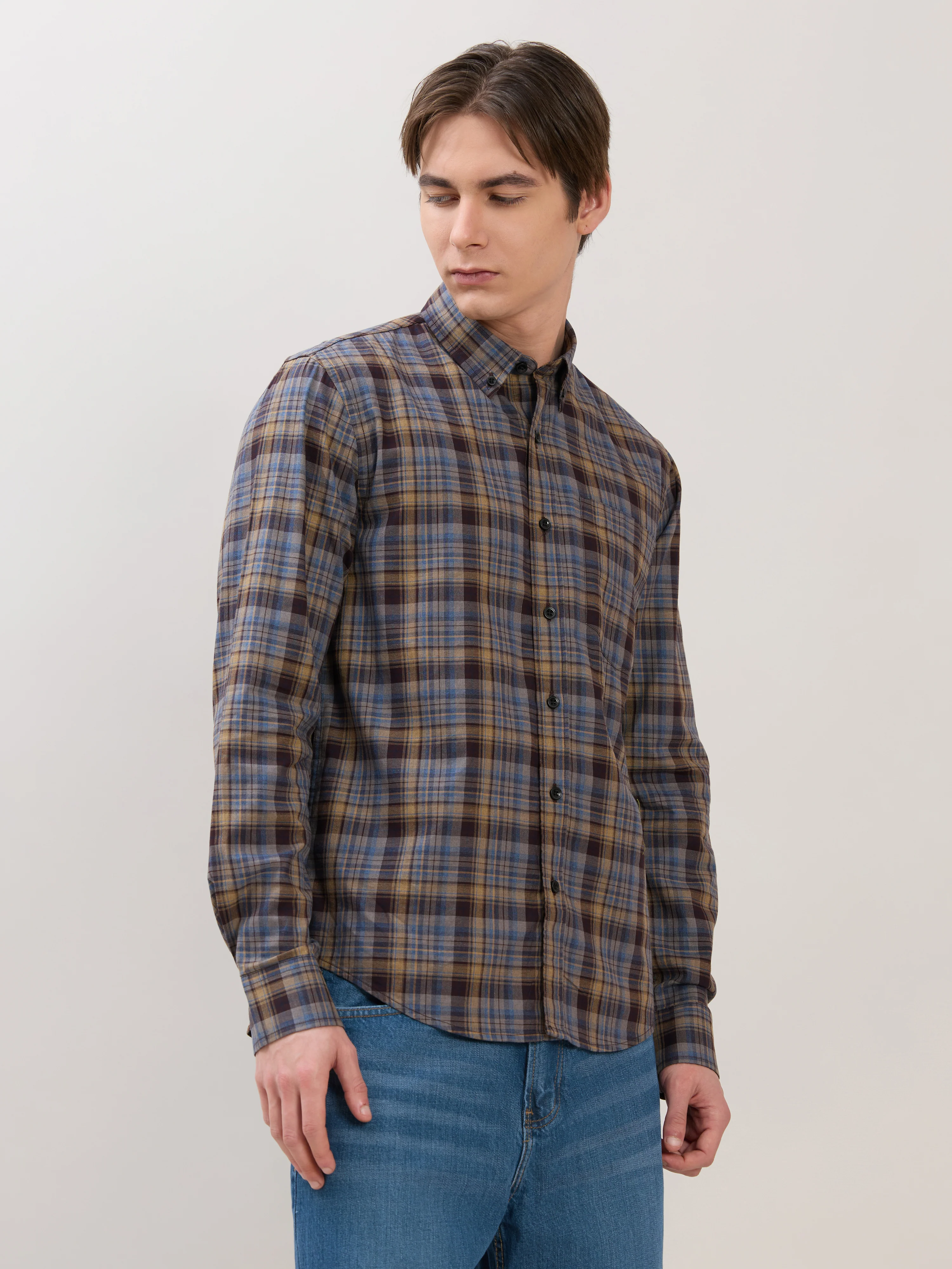 Sanana - Melange Checks Shirt - Lavender Blue - Image 5