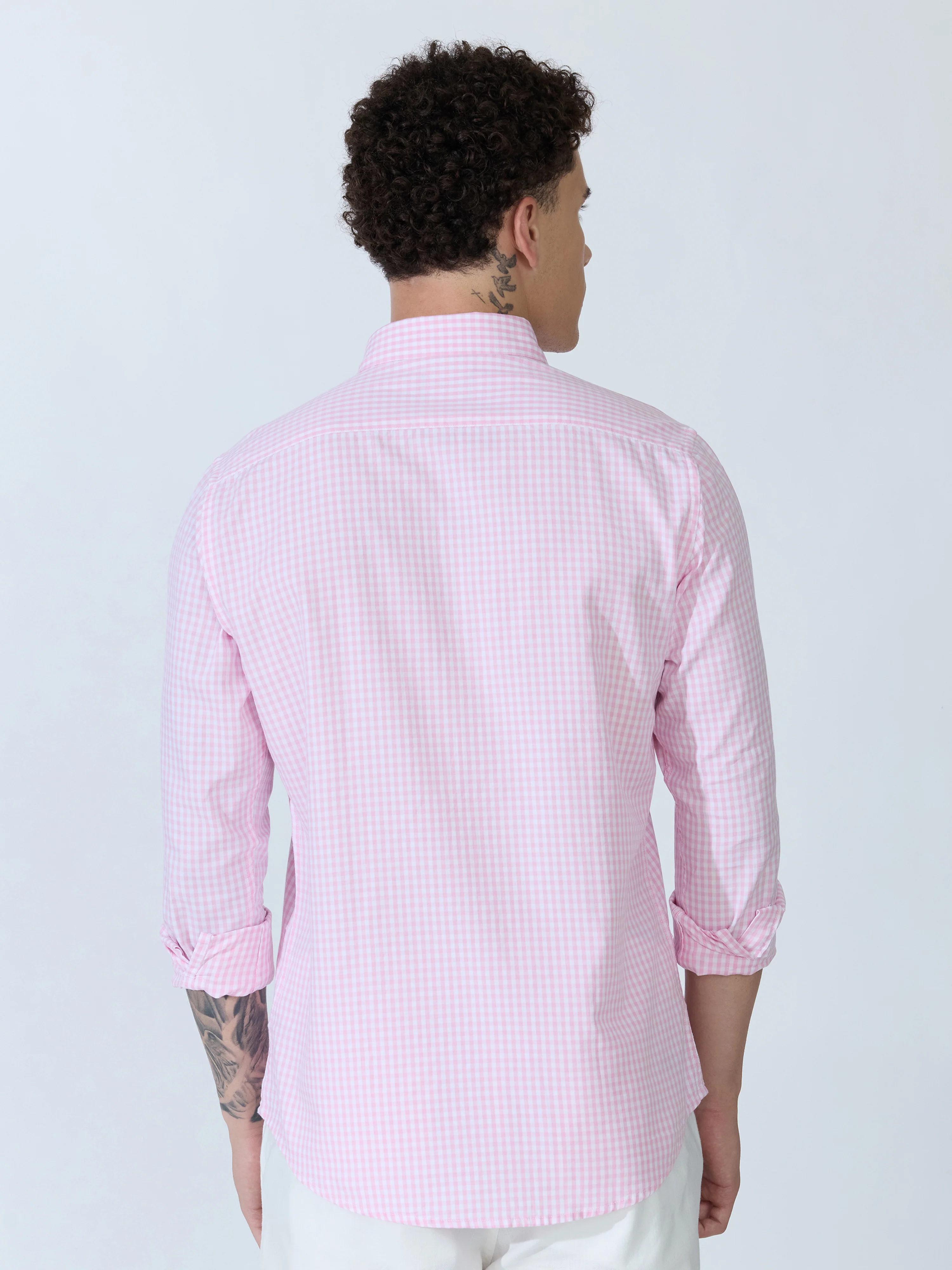 Sara - 100% Cotton Gingham Shirt - Pink - Image 6