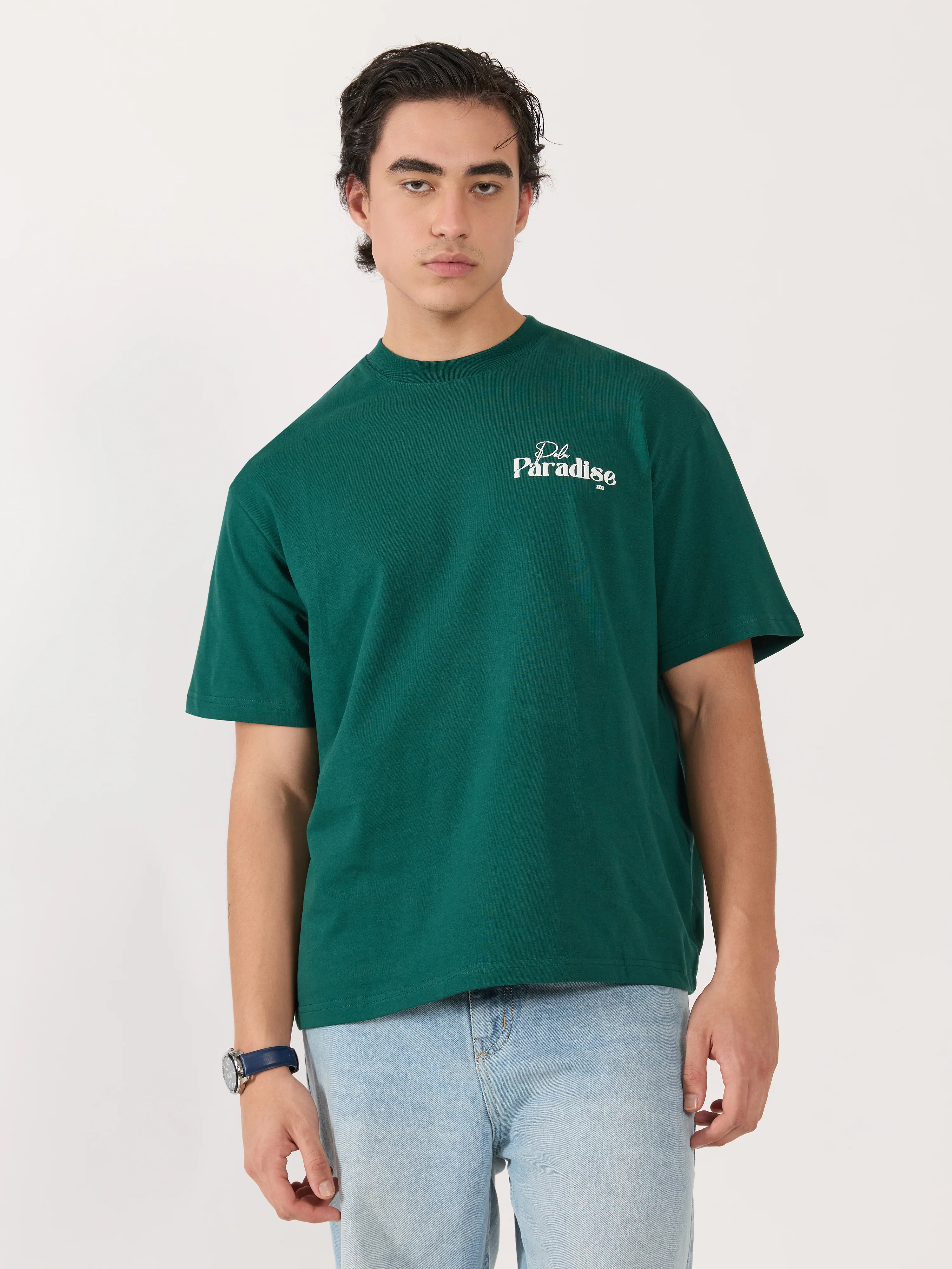 Sheldon - Palm Paradise Graphic Green Loose Fit T-Shirt - Image 2
