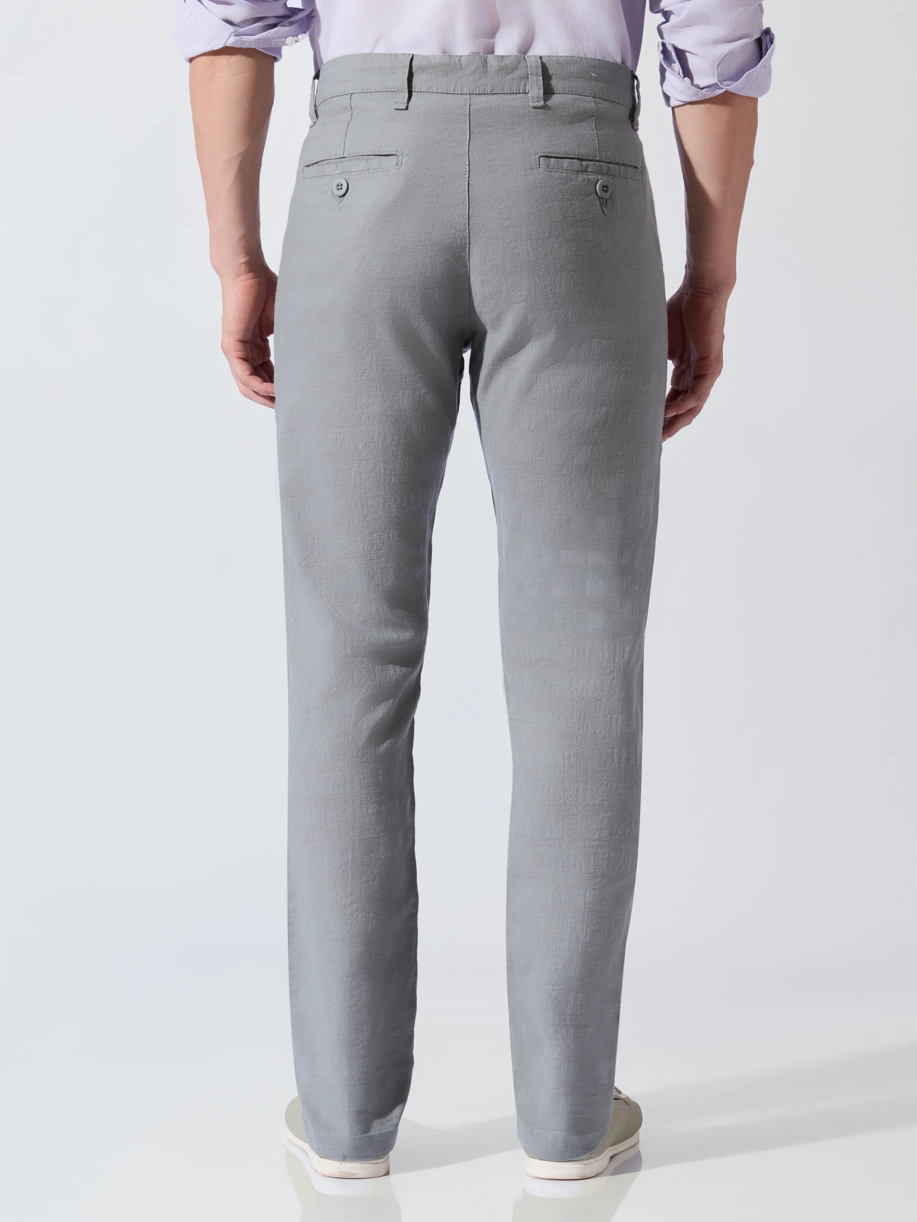 Sira - Slim Fit Cotton Pant - Grey Green - Image 5