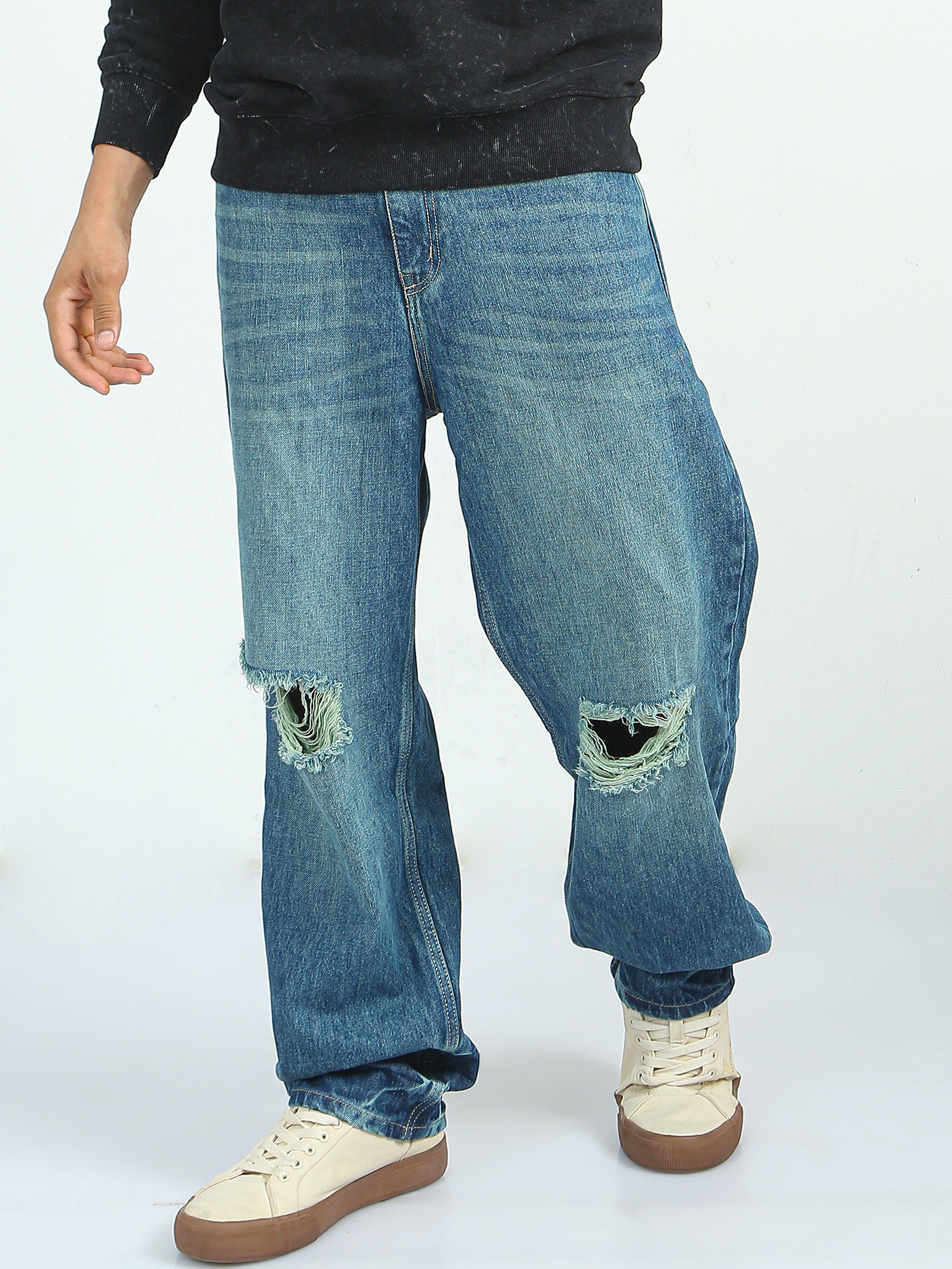 Sky Relaxed Fit Distressed Jeans Blue - Image 3