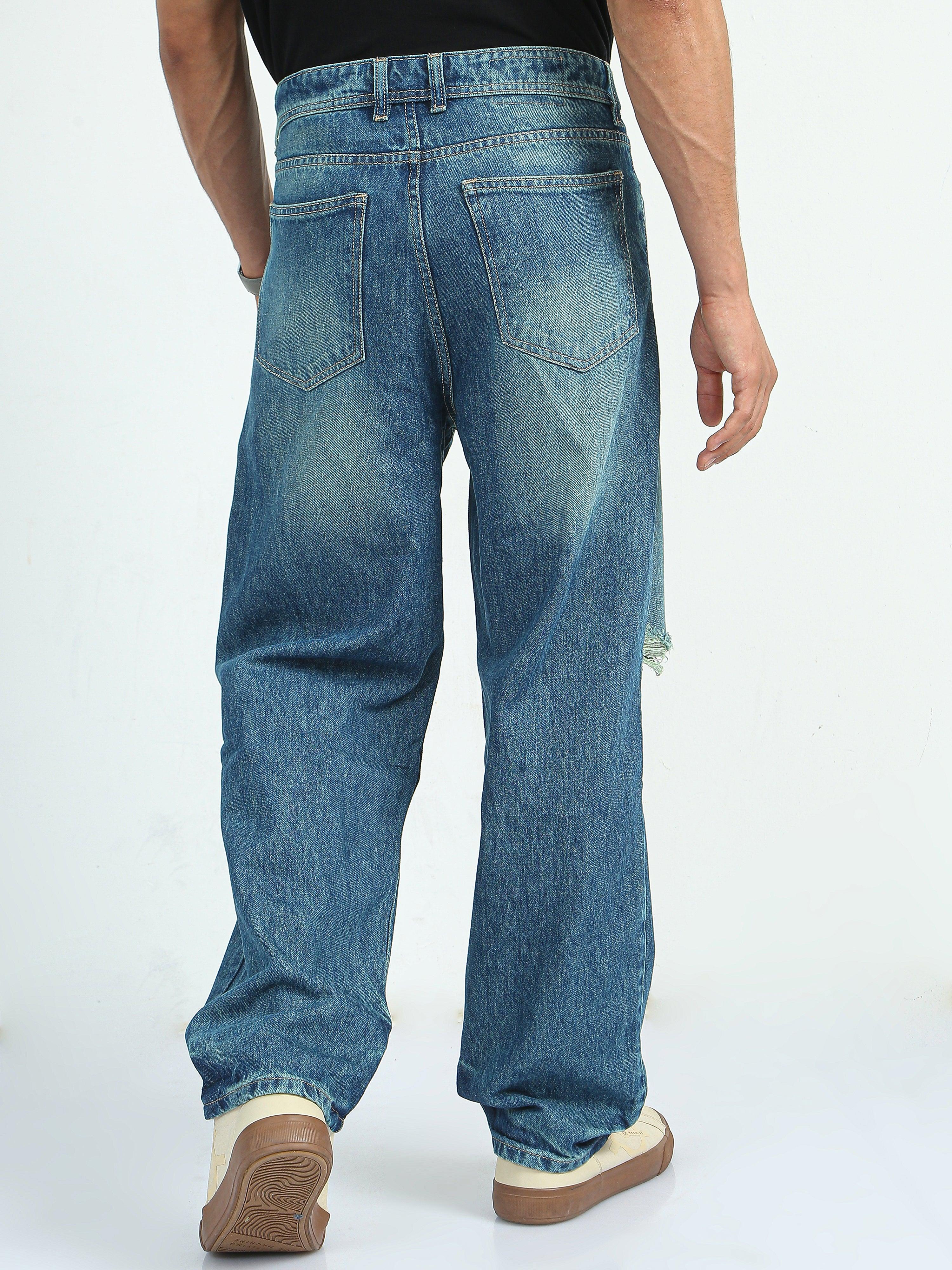 Sky Relaxed Fit Distressed Jeans Blue - Image 6