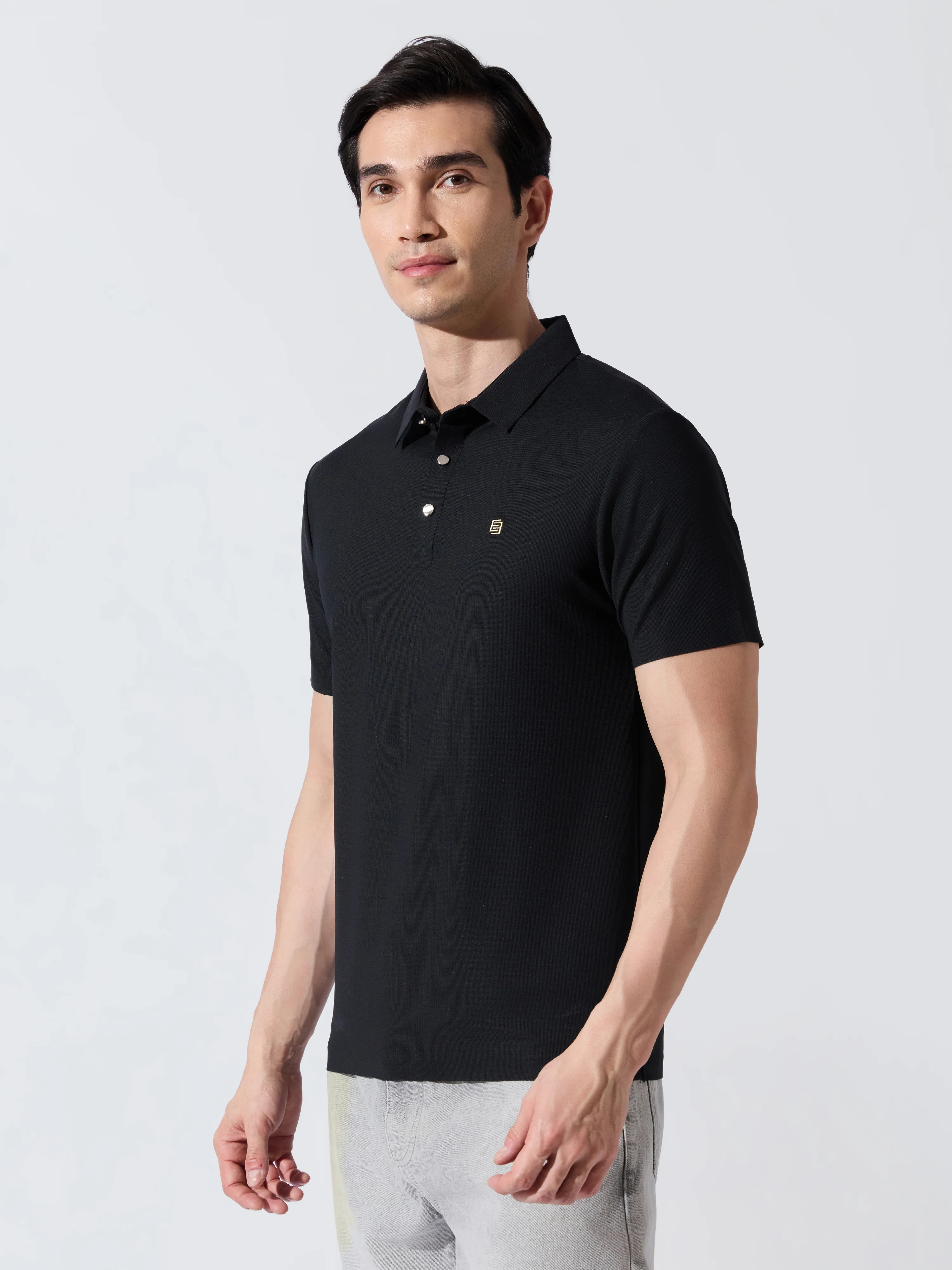 Solaris Bloom - Black Regular Fit Polo T-Shirt - Image 5