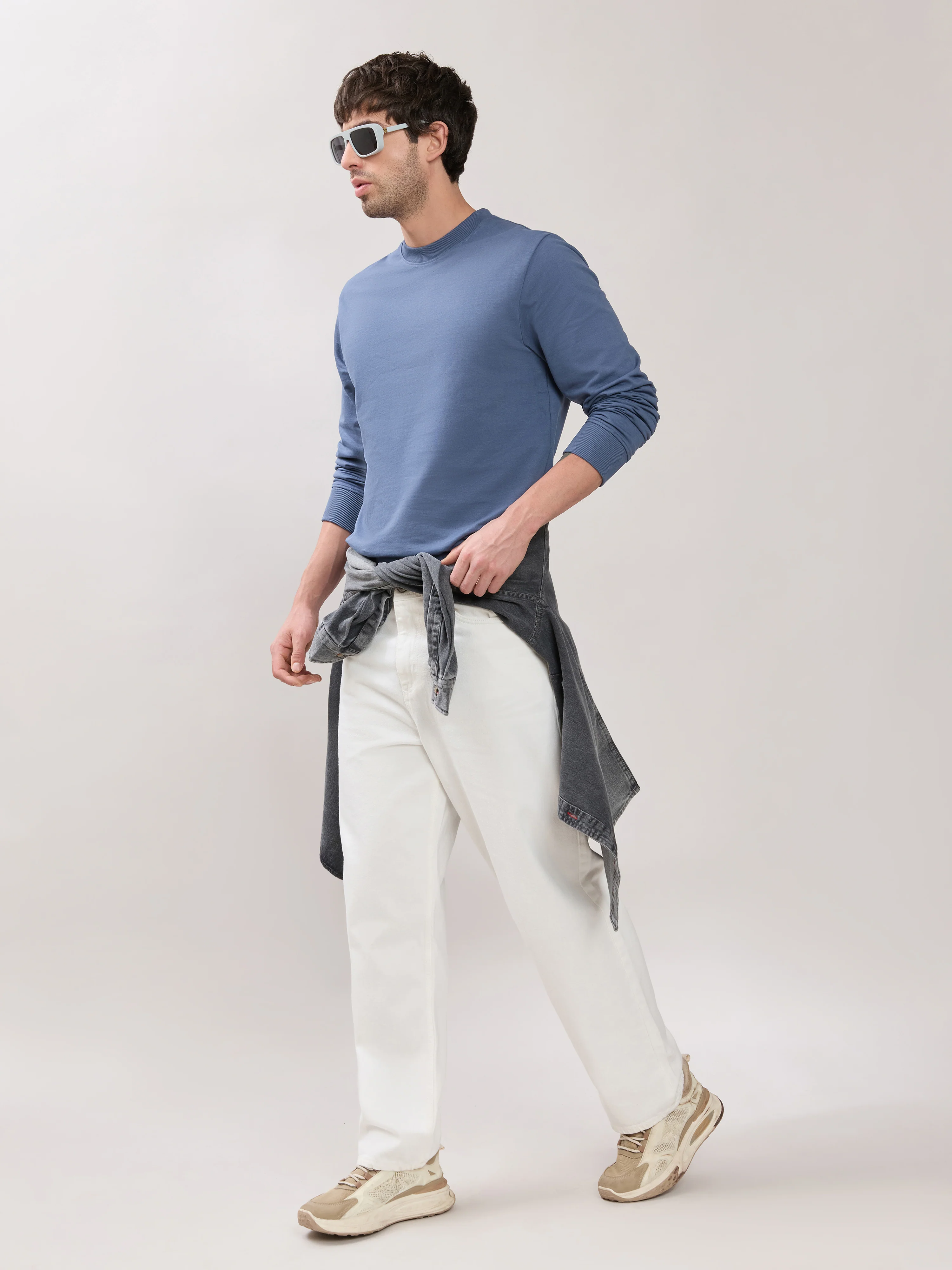 Stanwick - Slim Fit Blue Crew Neck Sweater - Image 2