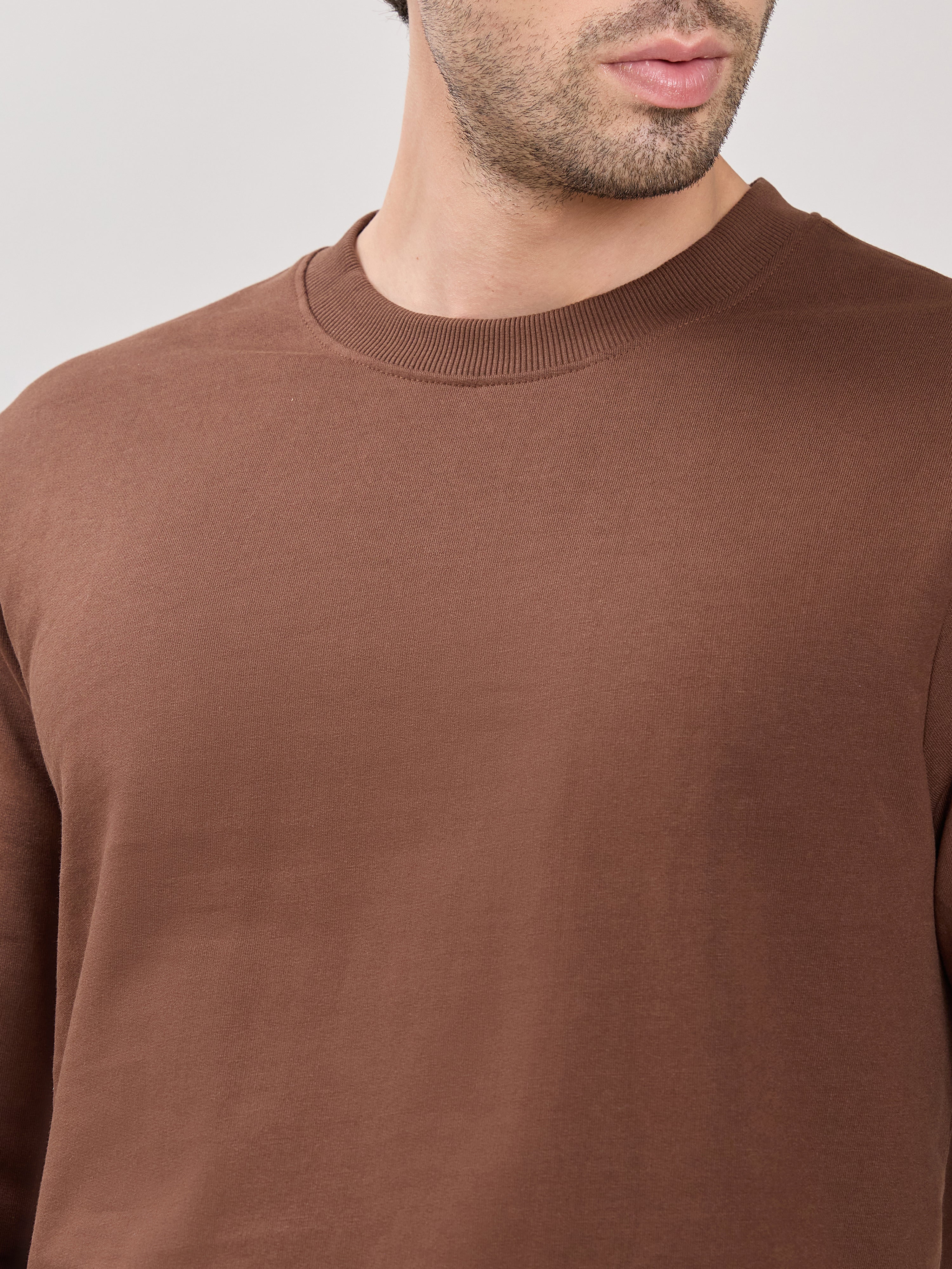 Stanwick - Slim Fit Chocolate Lacquer Crew Neck Sweater - Image 3