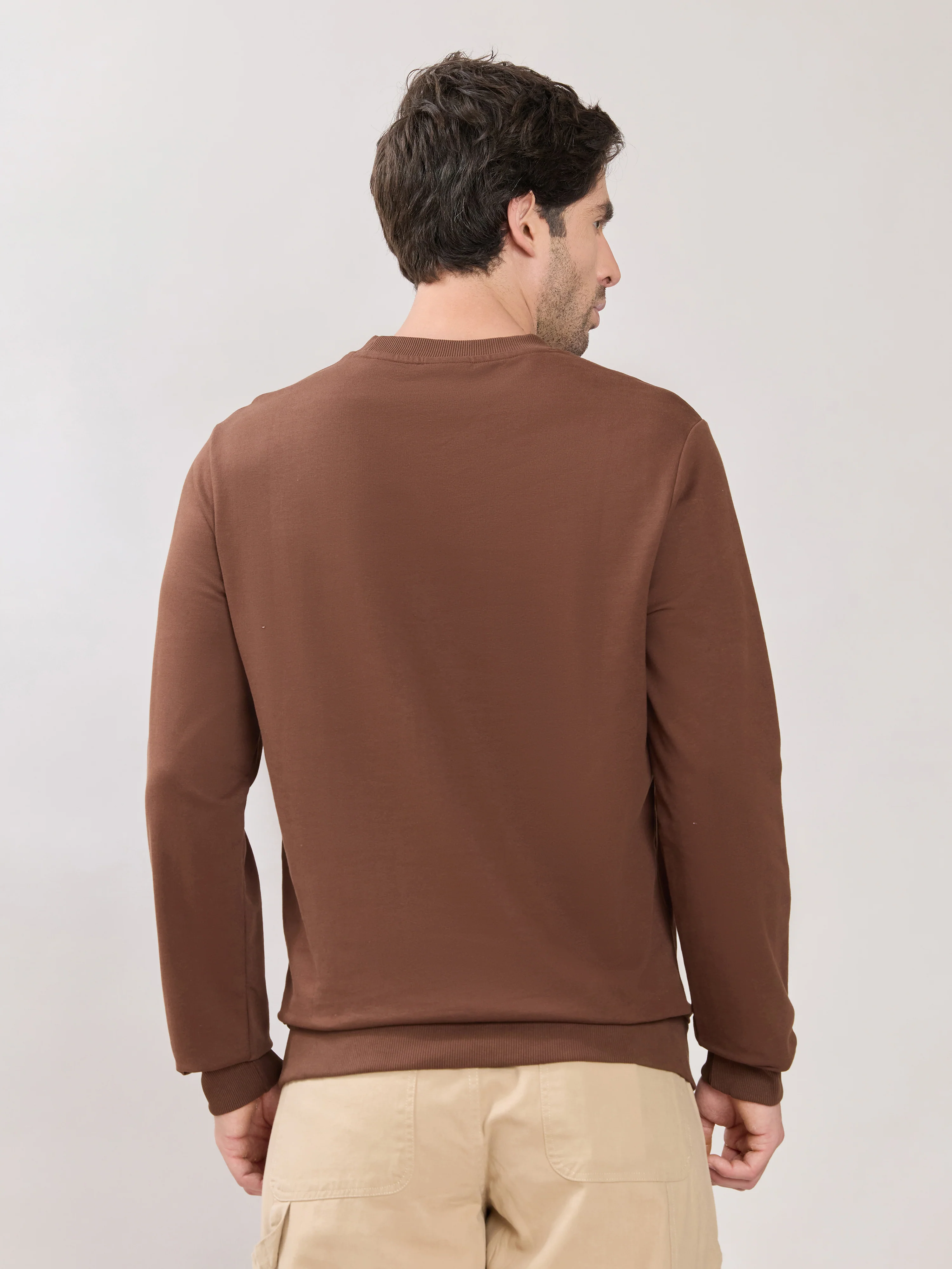 Stanwick - Slim Fit Chocolate Lacquer Crew Neck Sweater - Image 6