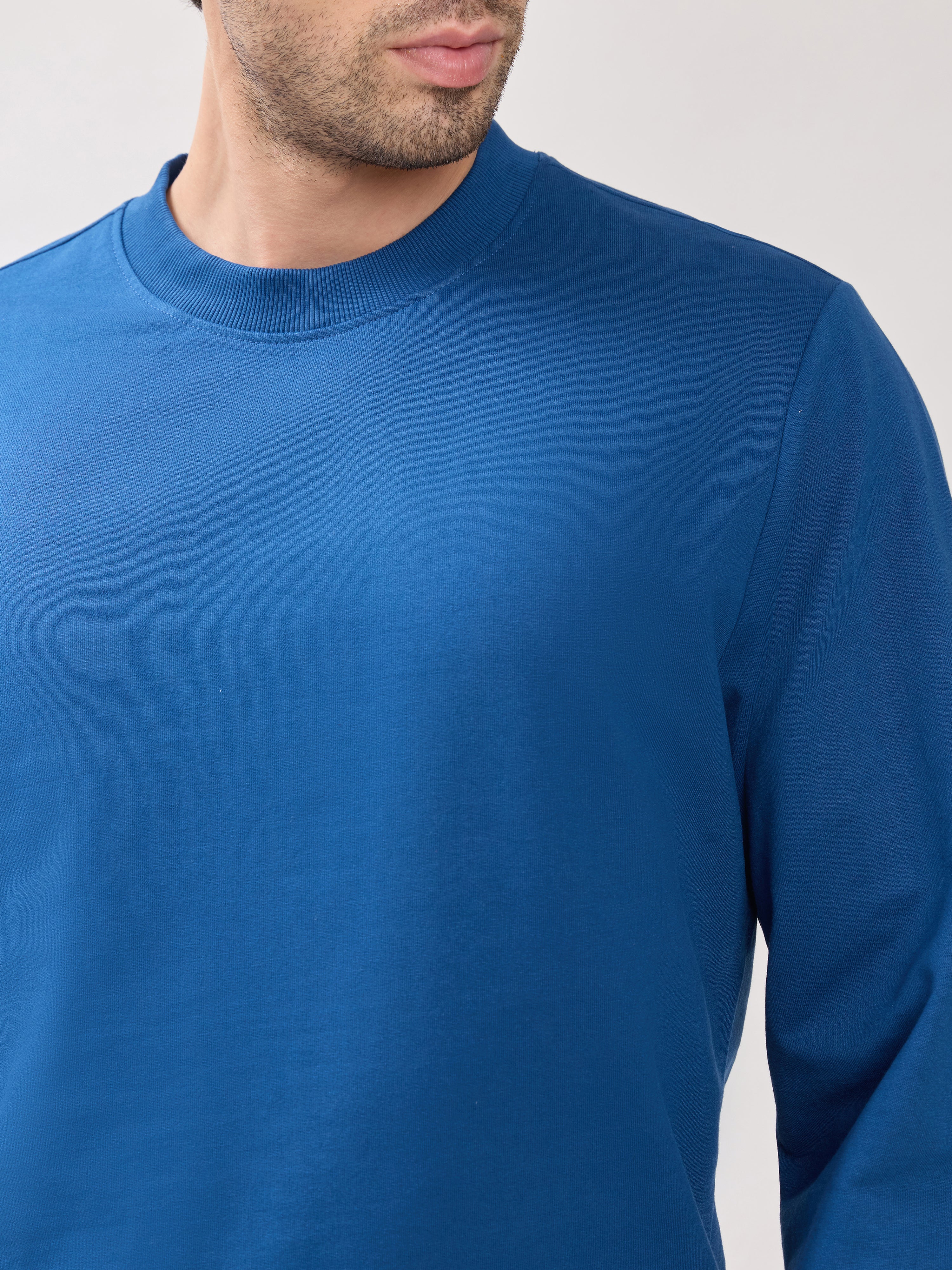 Stanwick - Slim Fit Dark Blue Crew Neck Sweater - Image 3