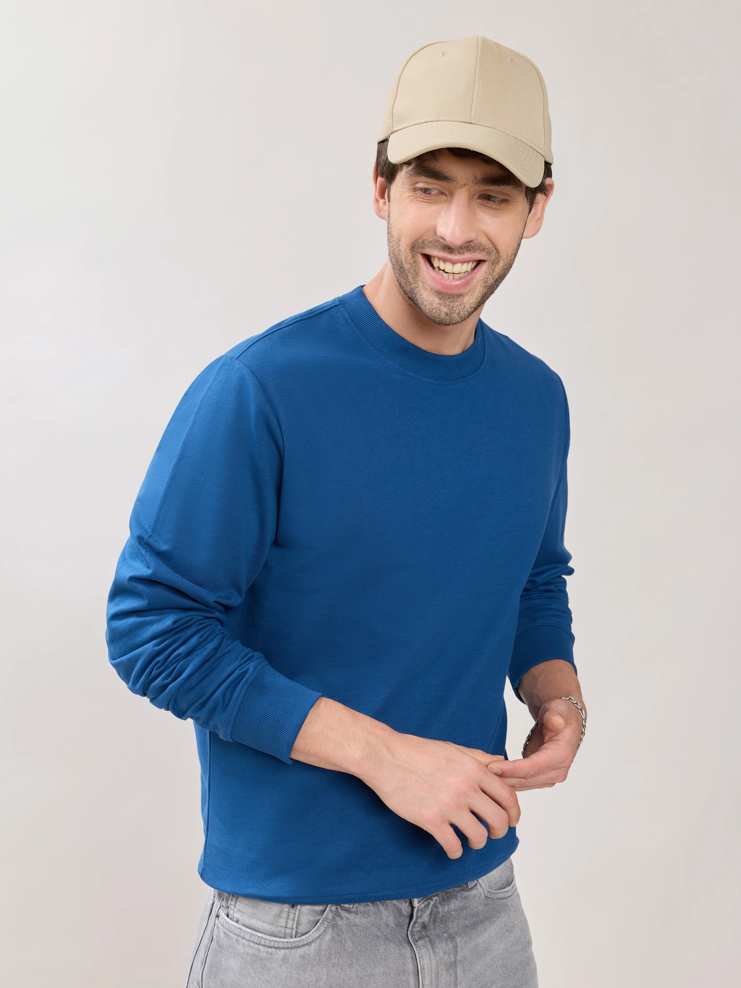 Stanwick - Slim Fit Dark Blue Crew Neck Sweater - Image 4