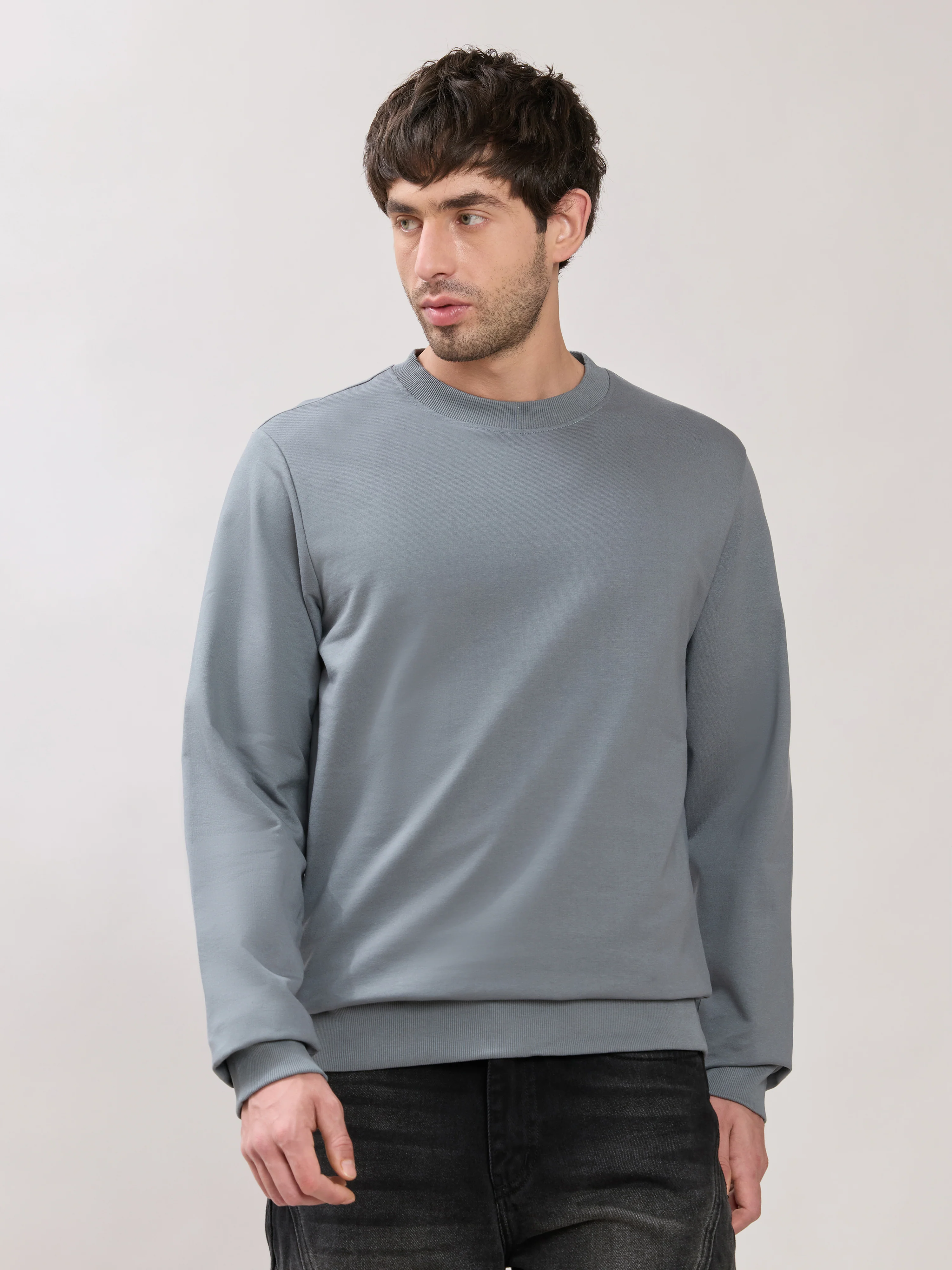 Stanwick - Slim Fit Grey Crew Neck Sweater - Image 4