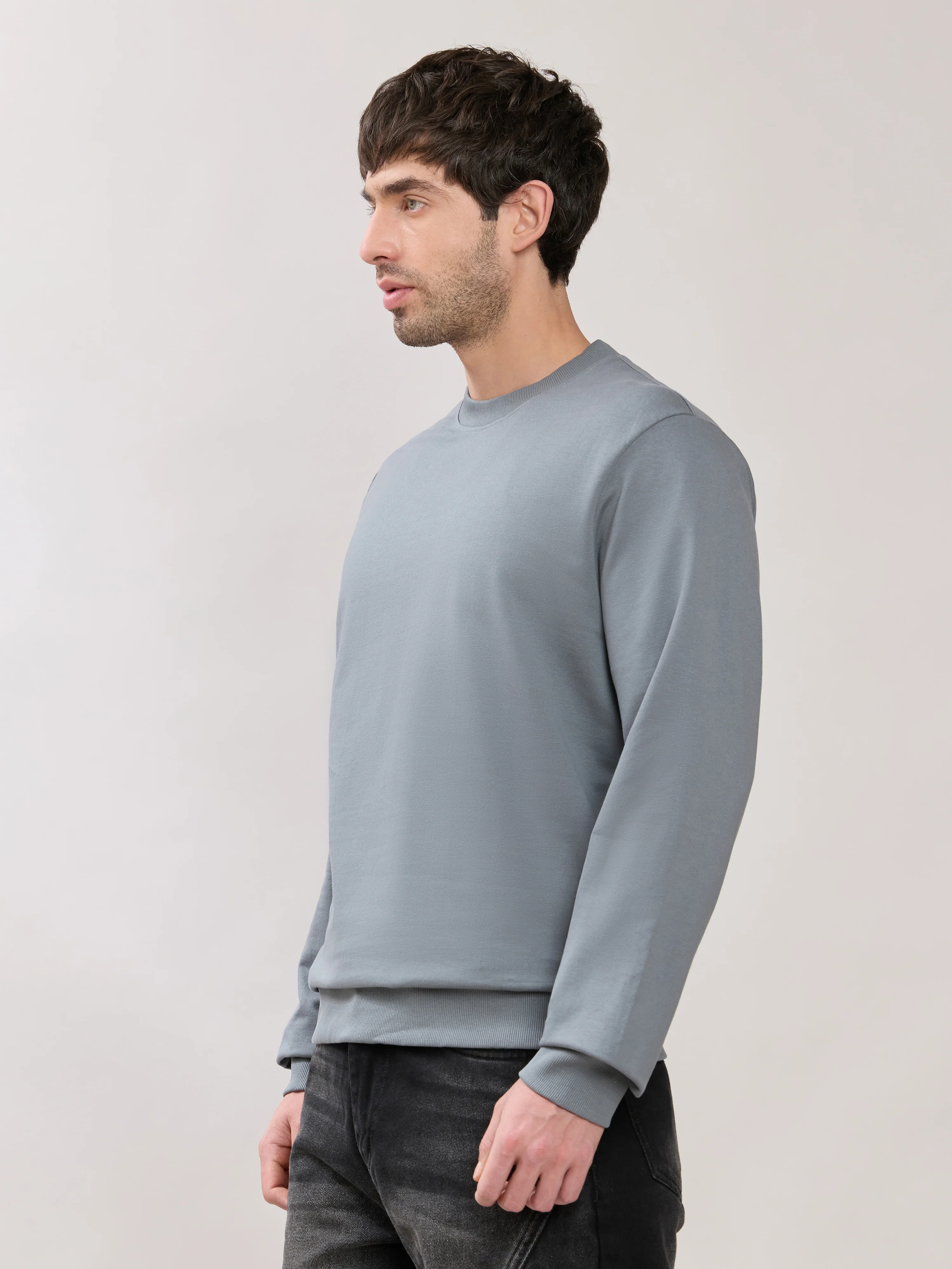 Stanwick - Slim Fit Grey Crew Neck Sweater - Image 5