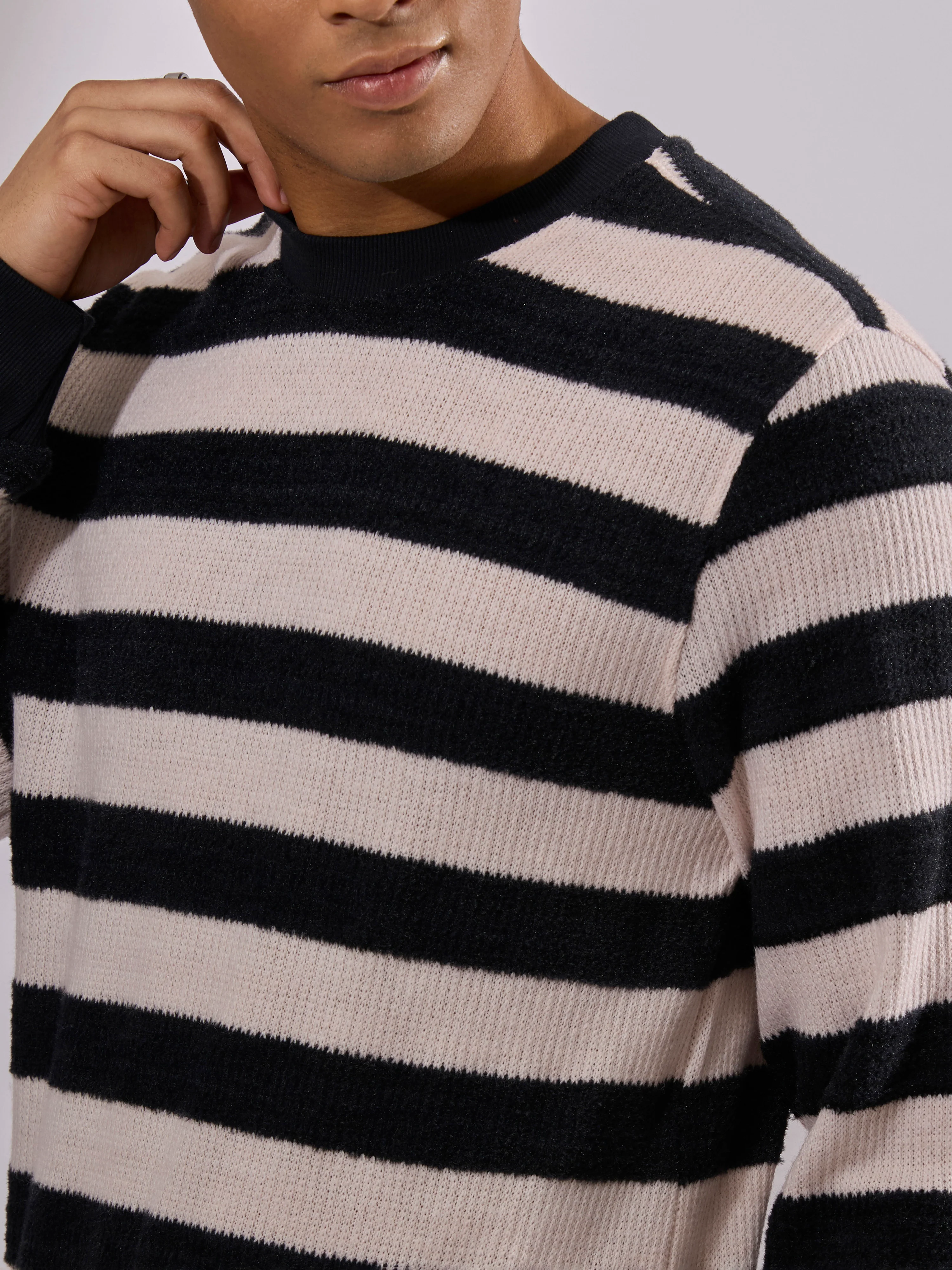 Swyft - Striped Crew neck Sweater - Black - Image 3