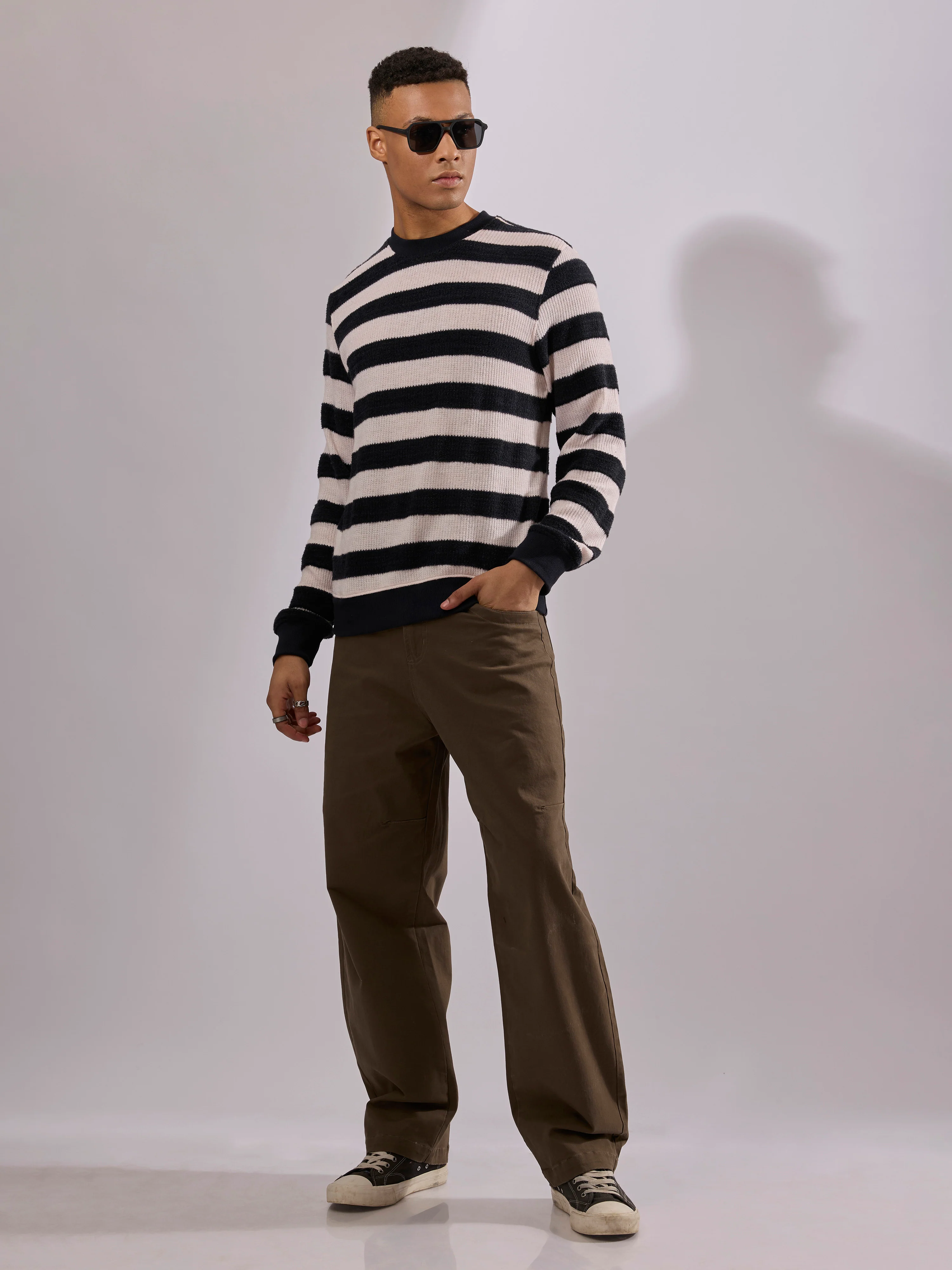 Swyft - Striped Crew neck Sweater - Black - Image 5