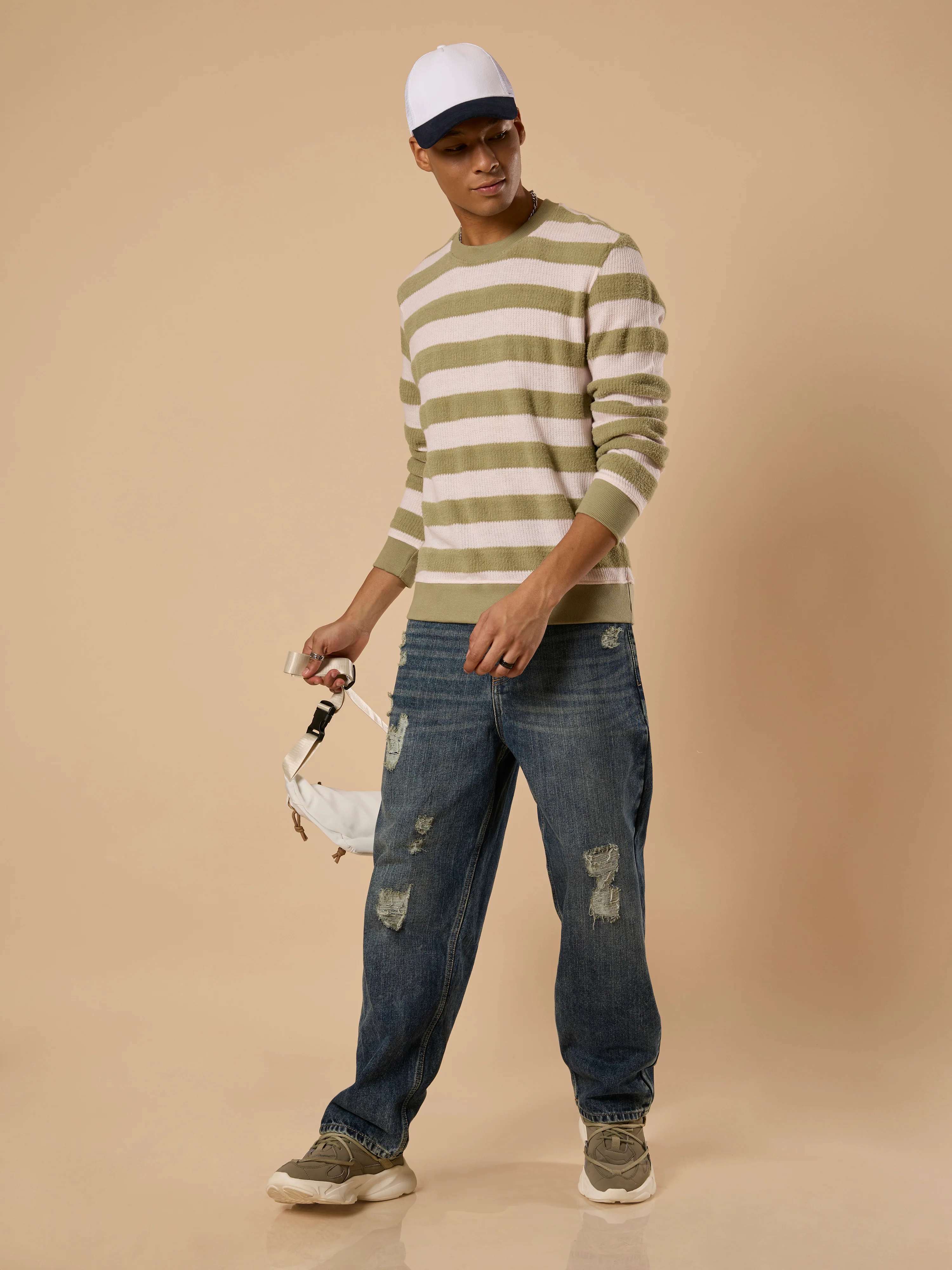 Swyft - Striped Crew neck Sweater - Green - Image 4