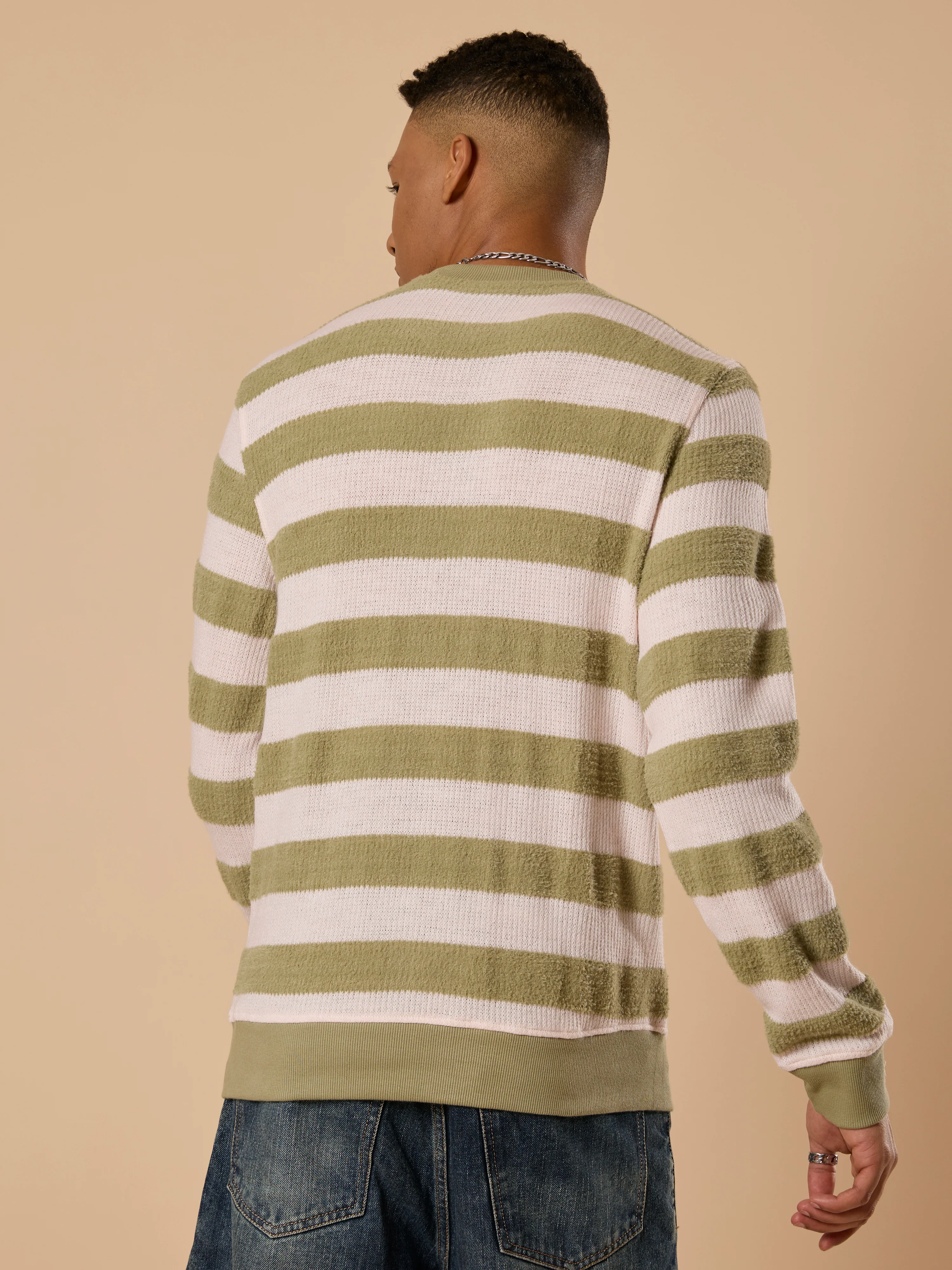 Swyft - Striped Crew neck Sweater - Green - Image 6