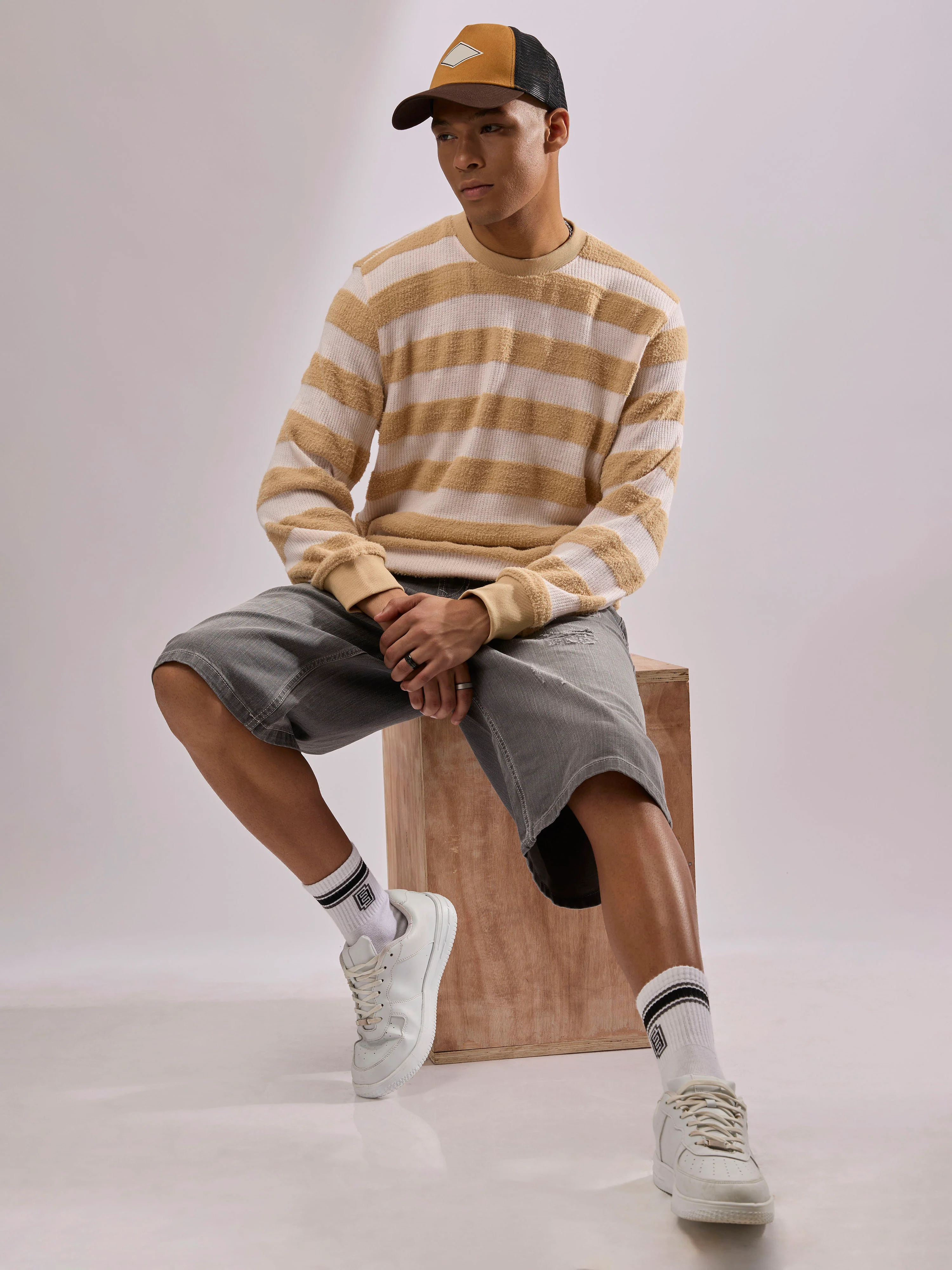 Swyft - Striped Crew neck Sweater - Yellow - Image 4
