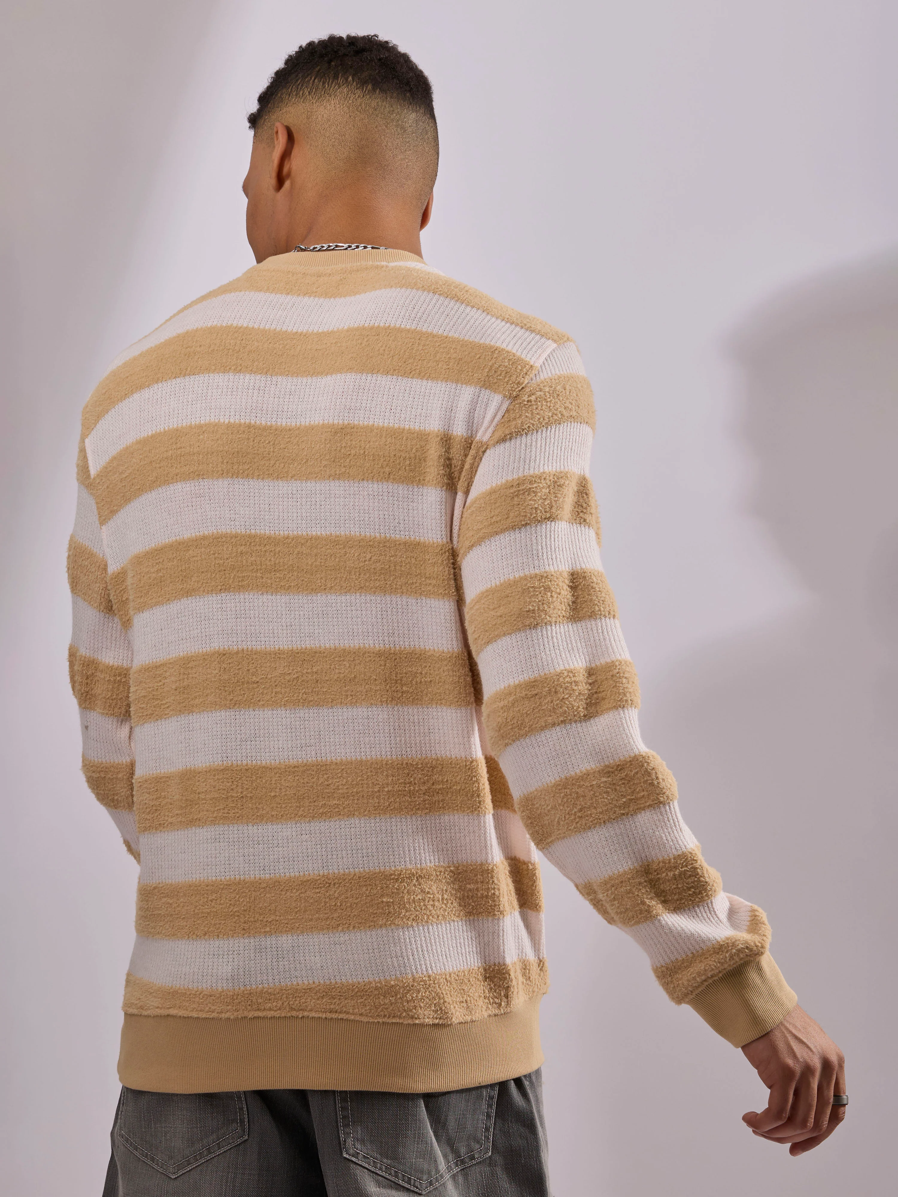 Swyft - Striped Crew neck Sweater - Yellow - Image 6