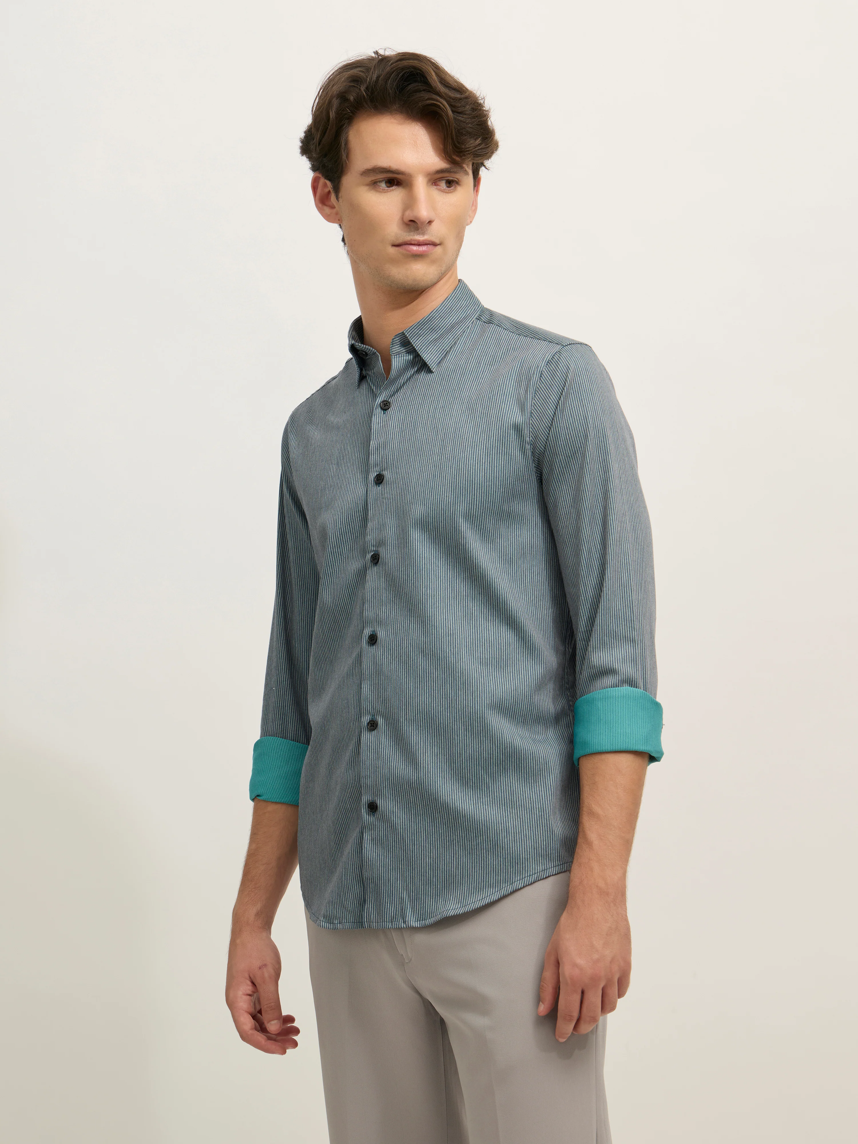 Sylvester - Striped Shirt - Grey - Image 3
