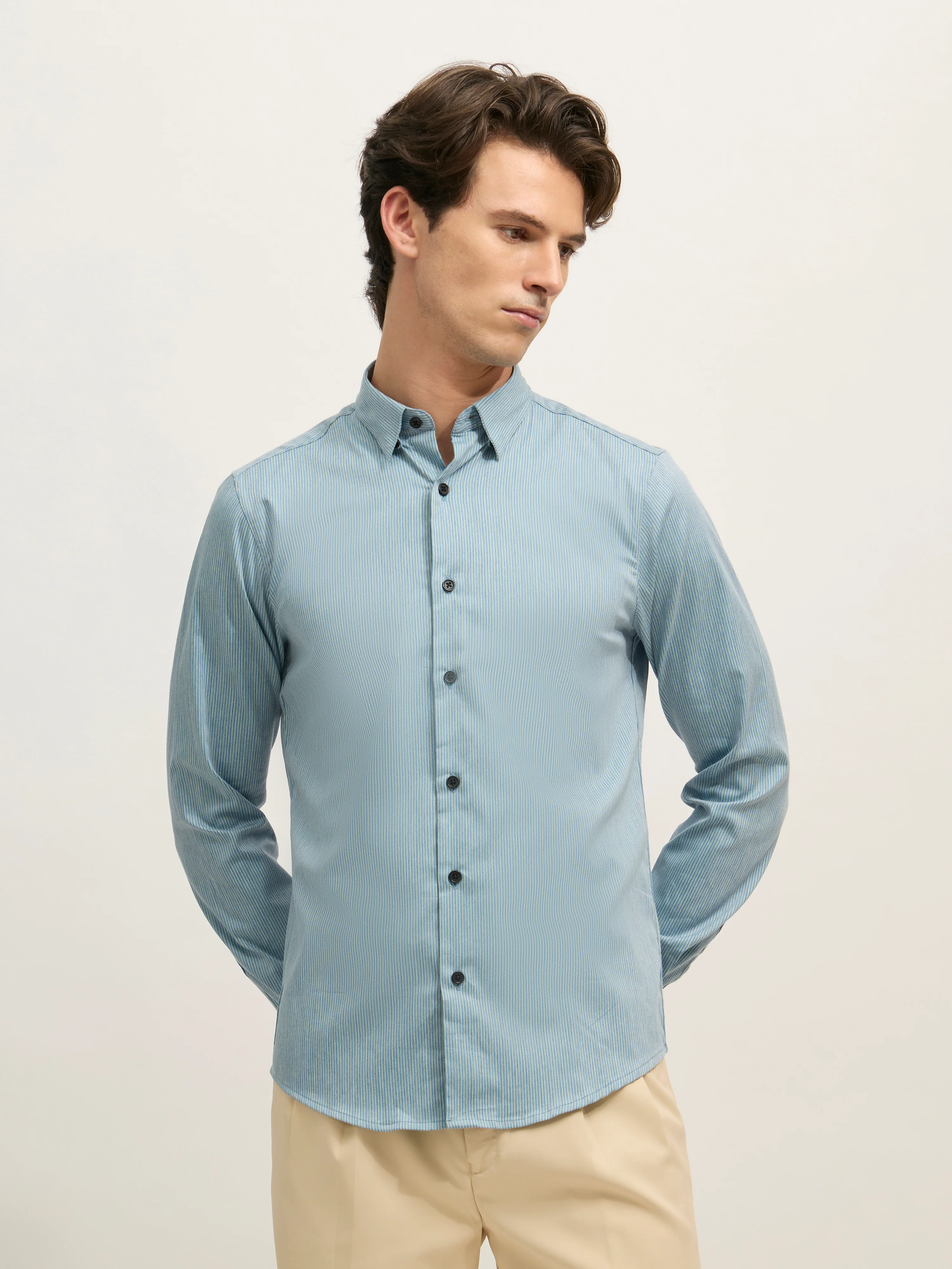 Sylvester - Striped Shirt - Light Blue - Image 3