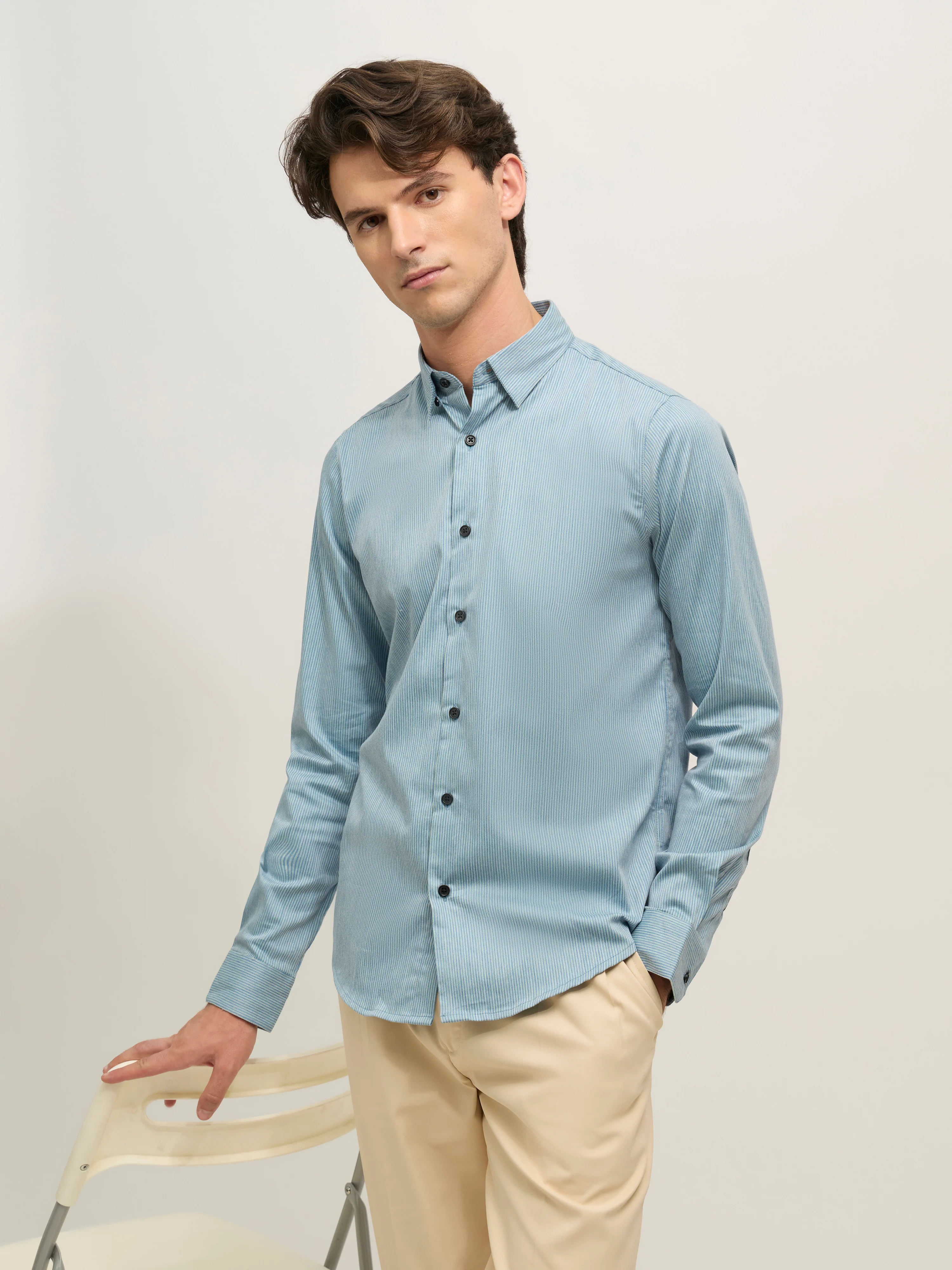 Sylvester - Striped Shirt - Light Blue - Image 5