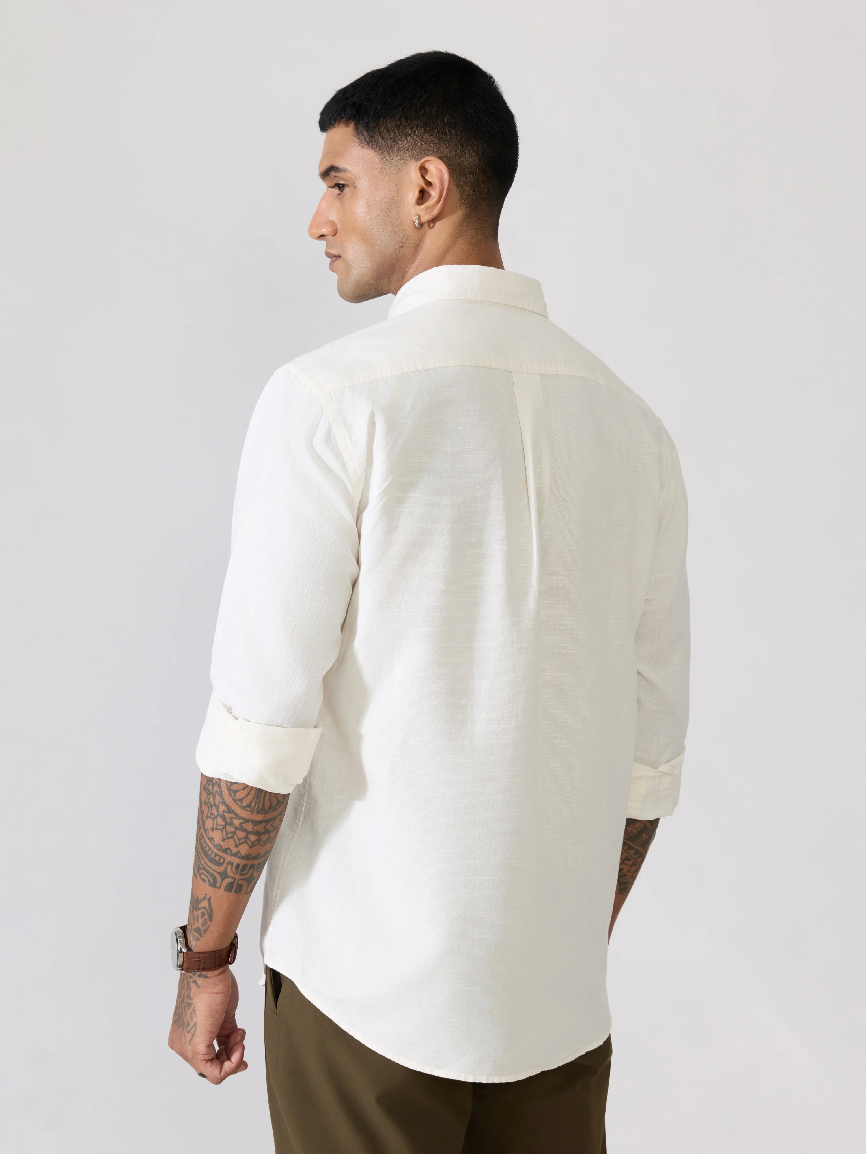 Taliko - Comfort Fit Off White Linen Shirt - Image 6