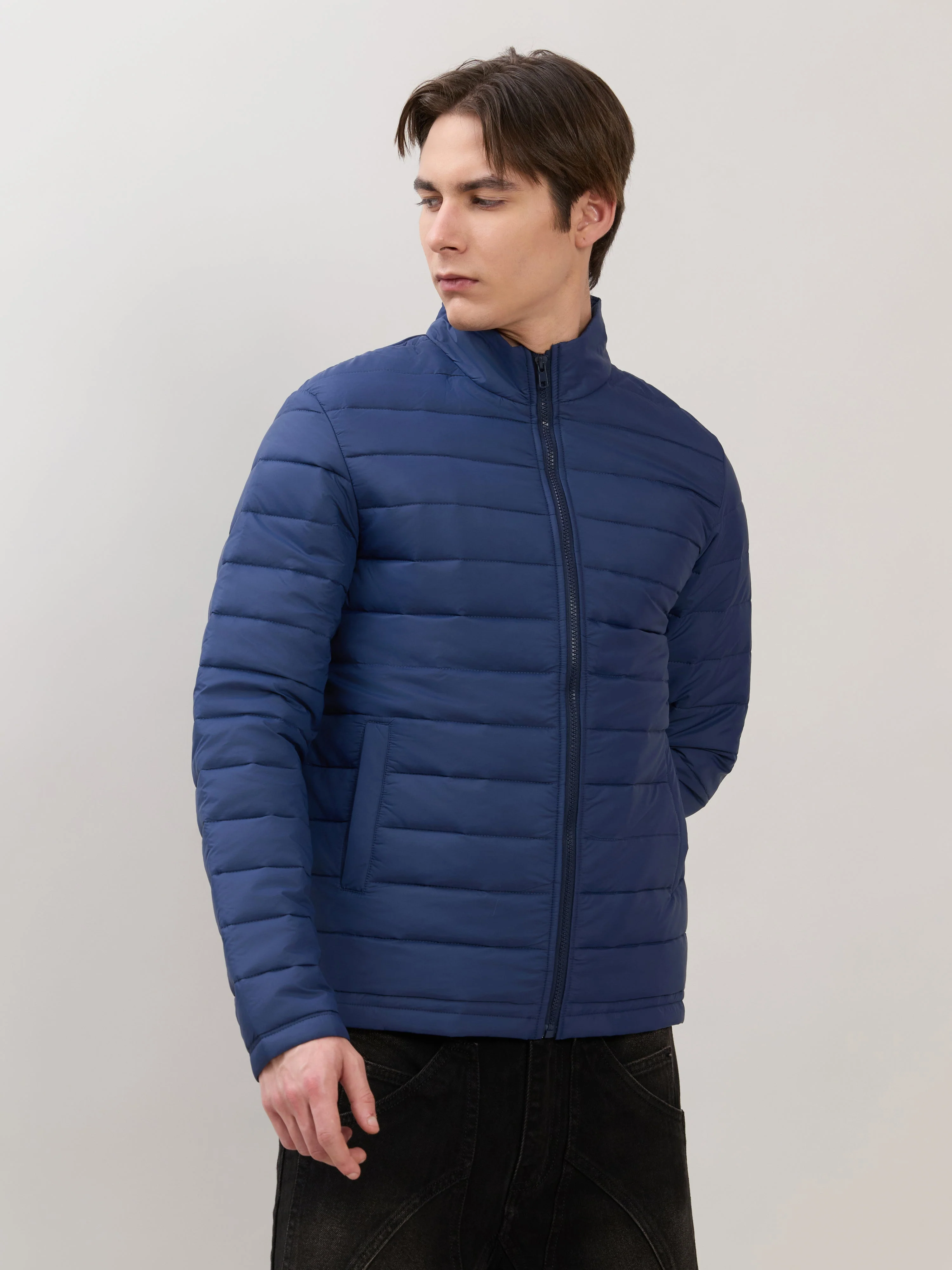 Terra - Regular Zip-Up Puffer Jacket - Navy