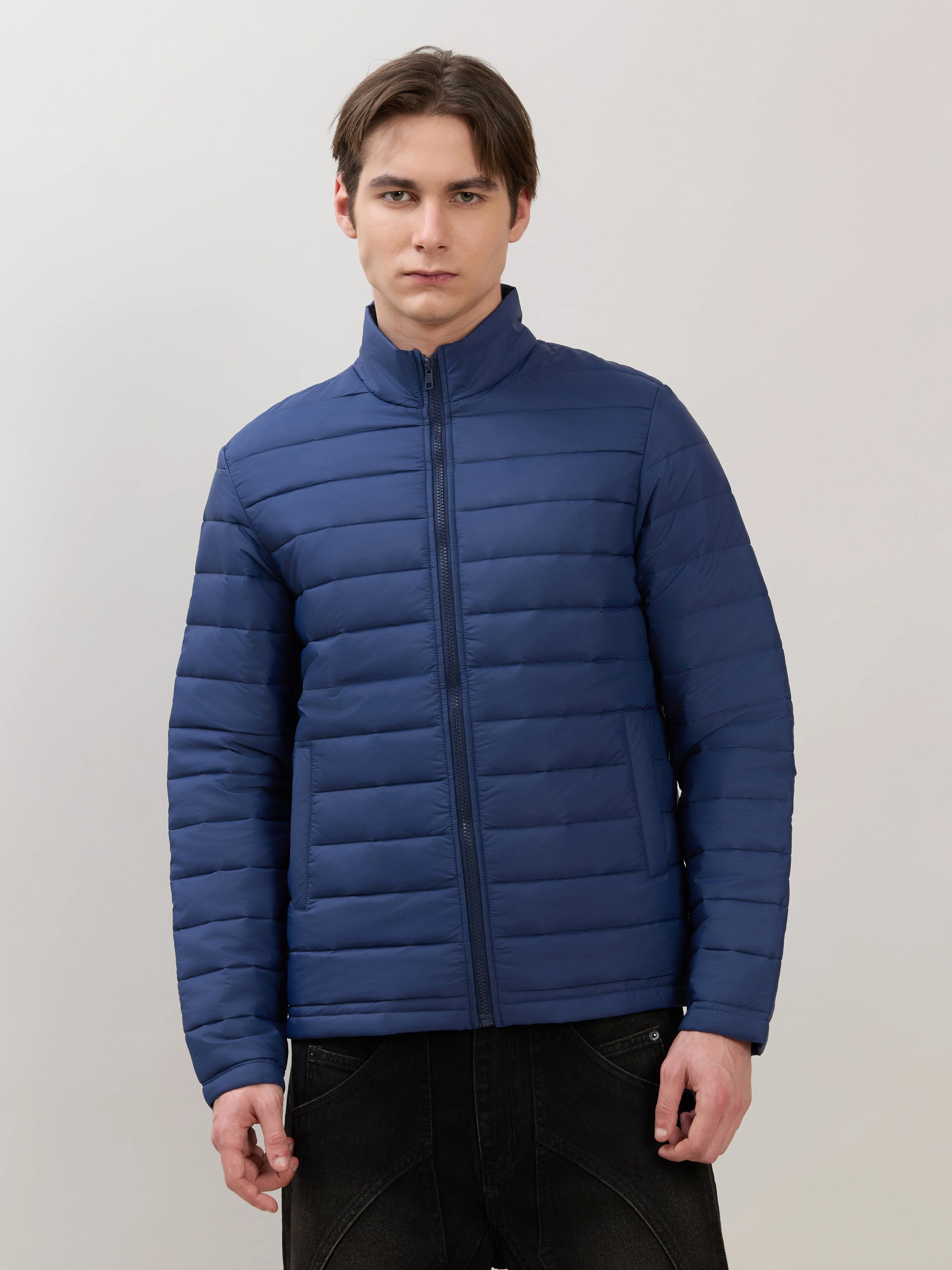 Terra - Regular Zip-Up Puffer Jacket - Navy - Image 4