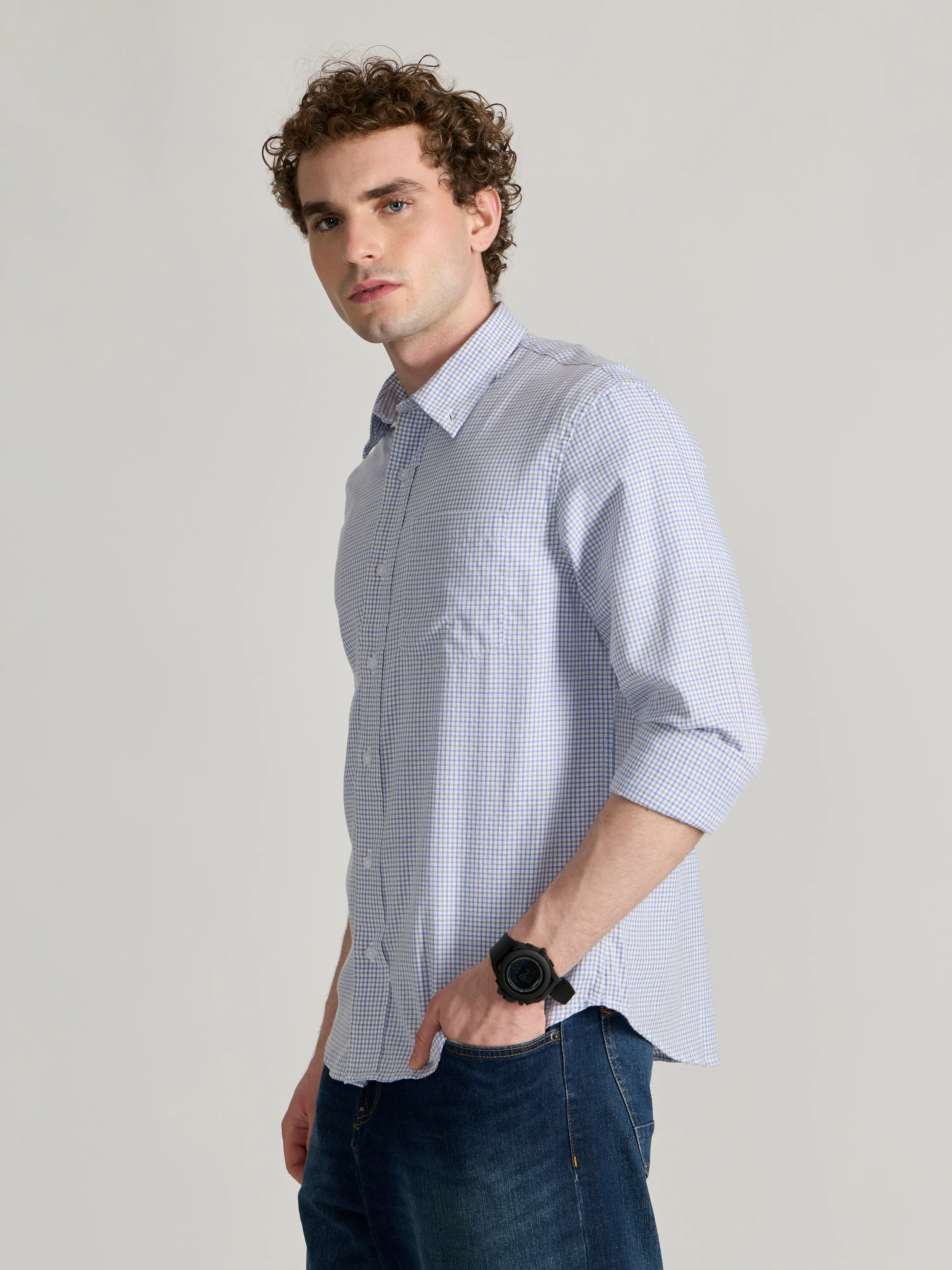Torsten - Relaxed Fit Checks Shirt - Blue - Image 2