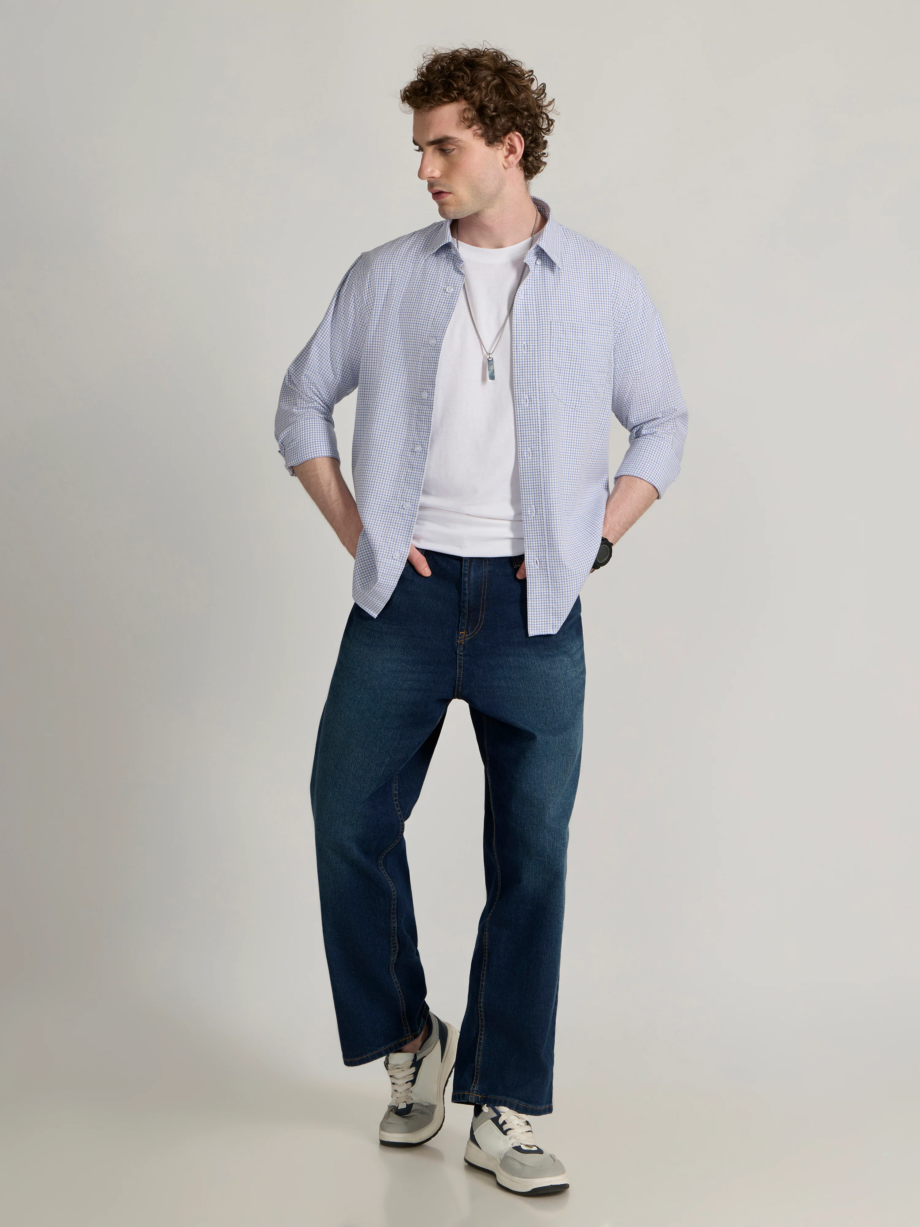 Torsten - Relaxed Fit Checks Shirt - Blue - Image 3
