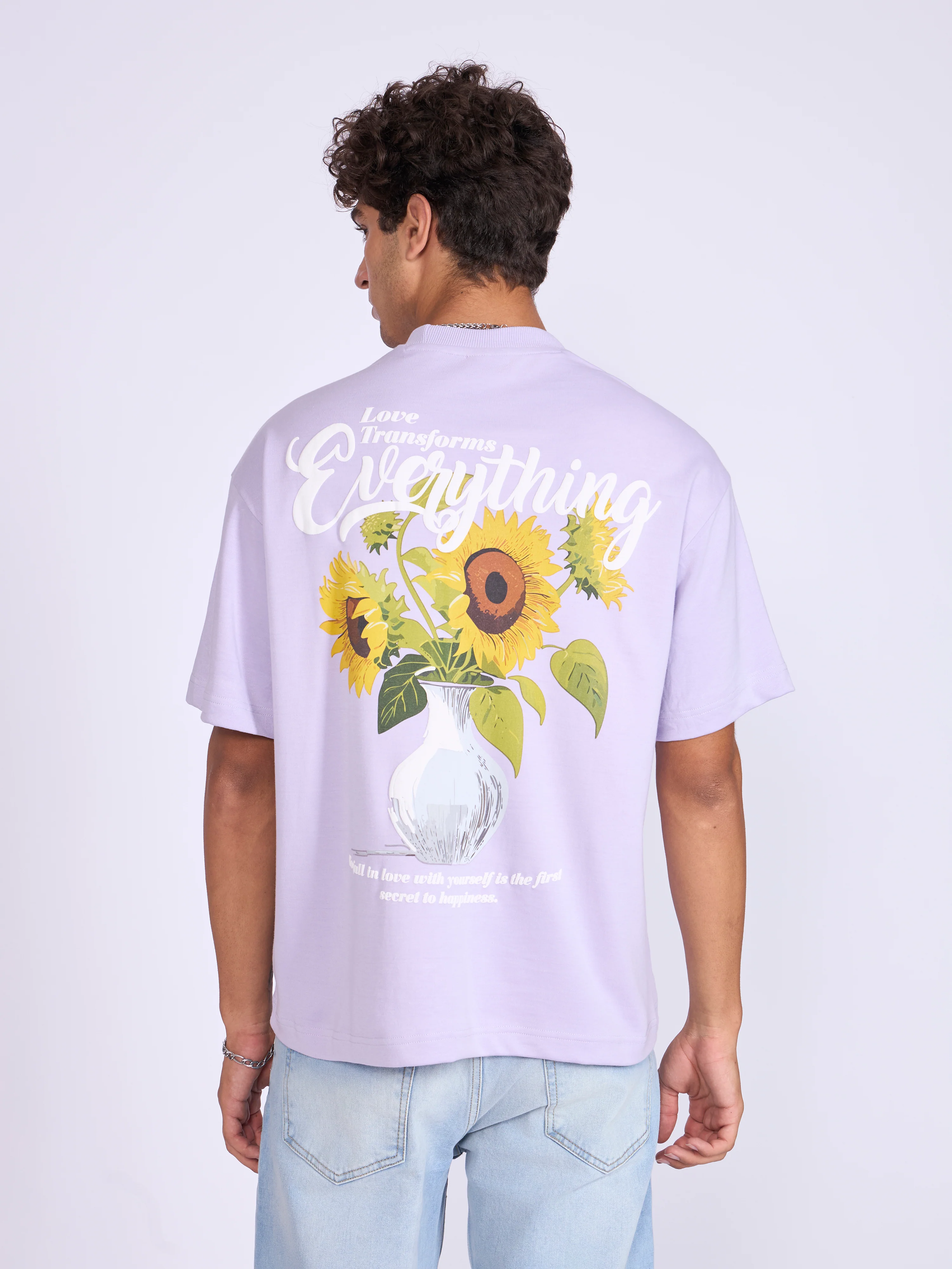 Trace - Full Of Love Printed Loose Fit T-Shirt - Lavender - Image 6