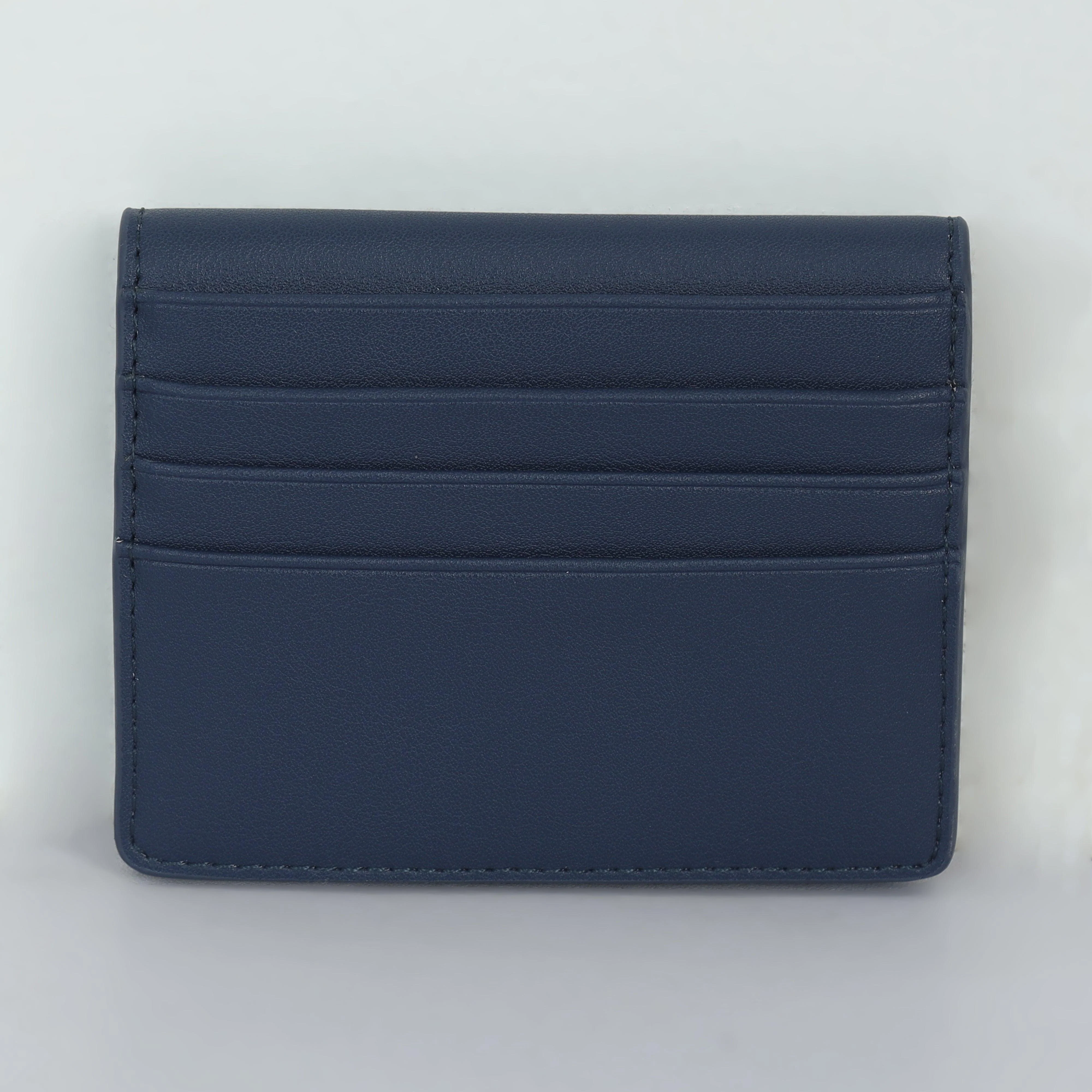 Two Folding Artificial Leather Card Holder Wallet - Blue - Image 3
