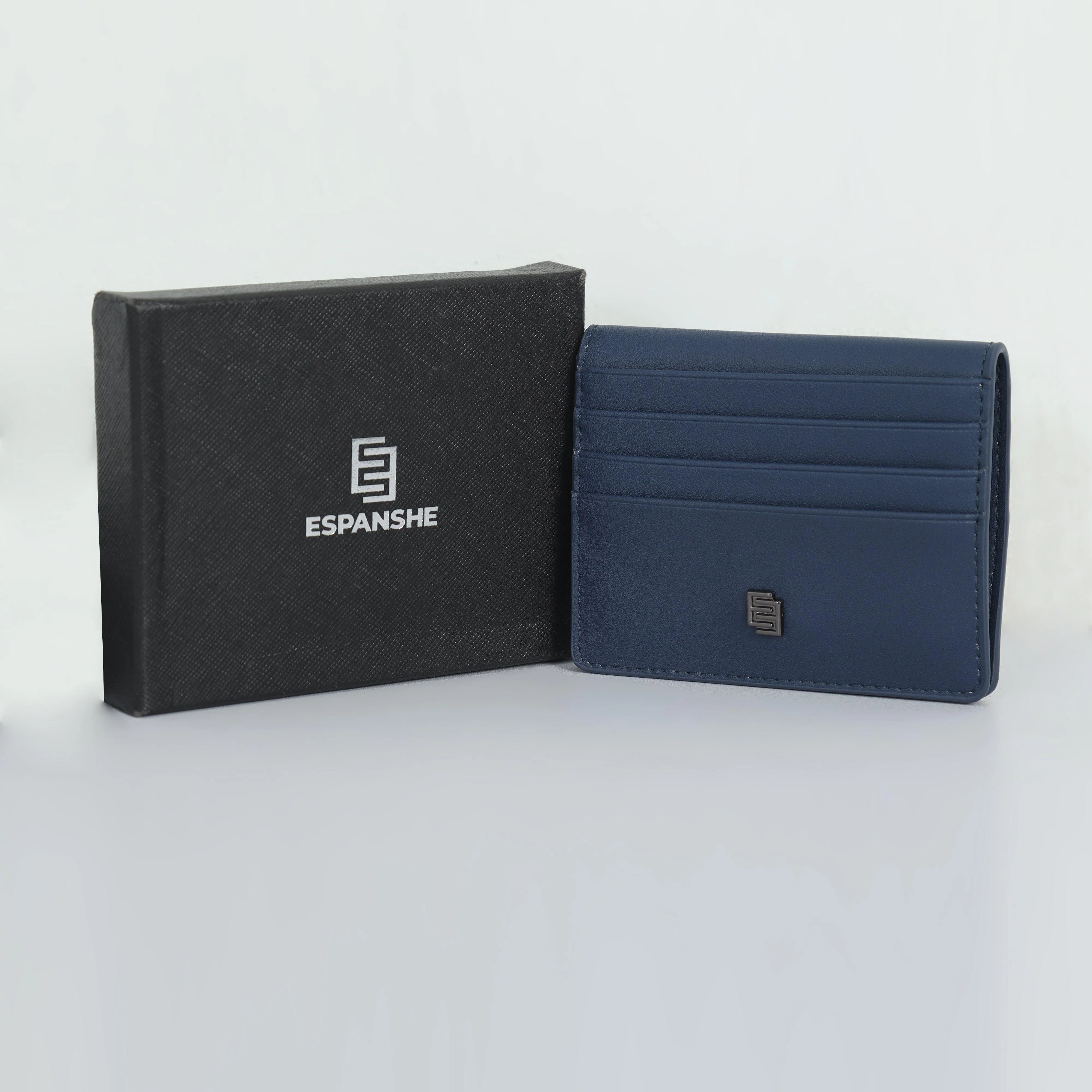 Two Folding Artificial Leather Card Holder Wallet - Blue - Image 4